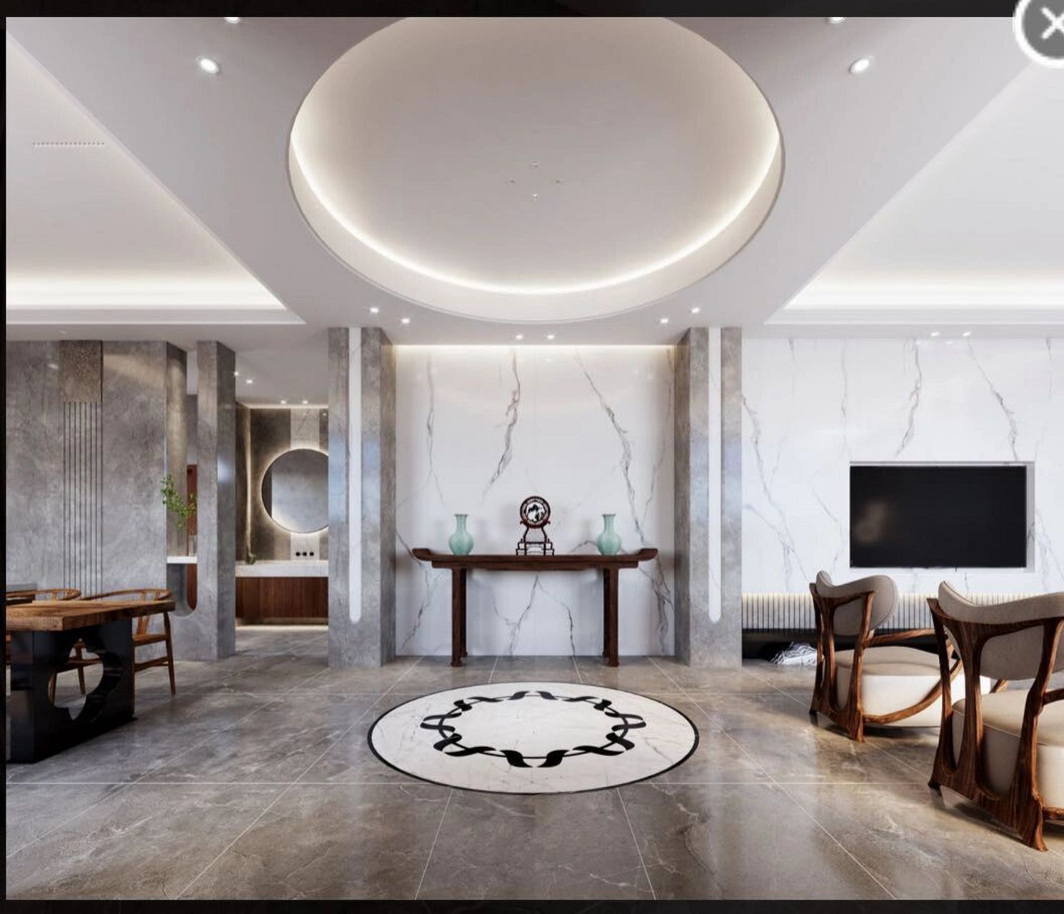 农村自建房大厅效果图 设计师给的一楼客厅的效果图,大致就是这样啦