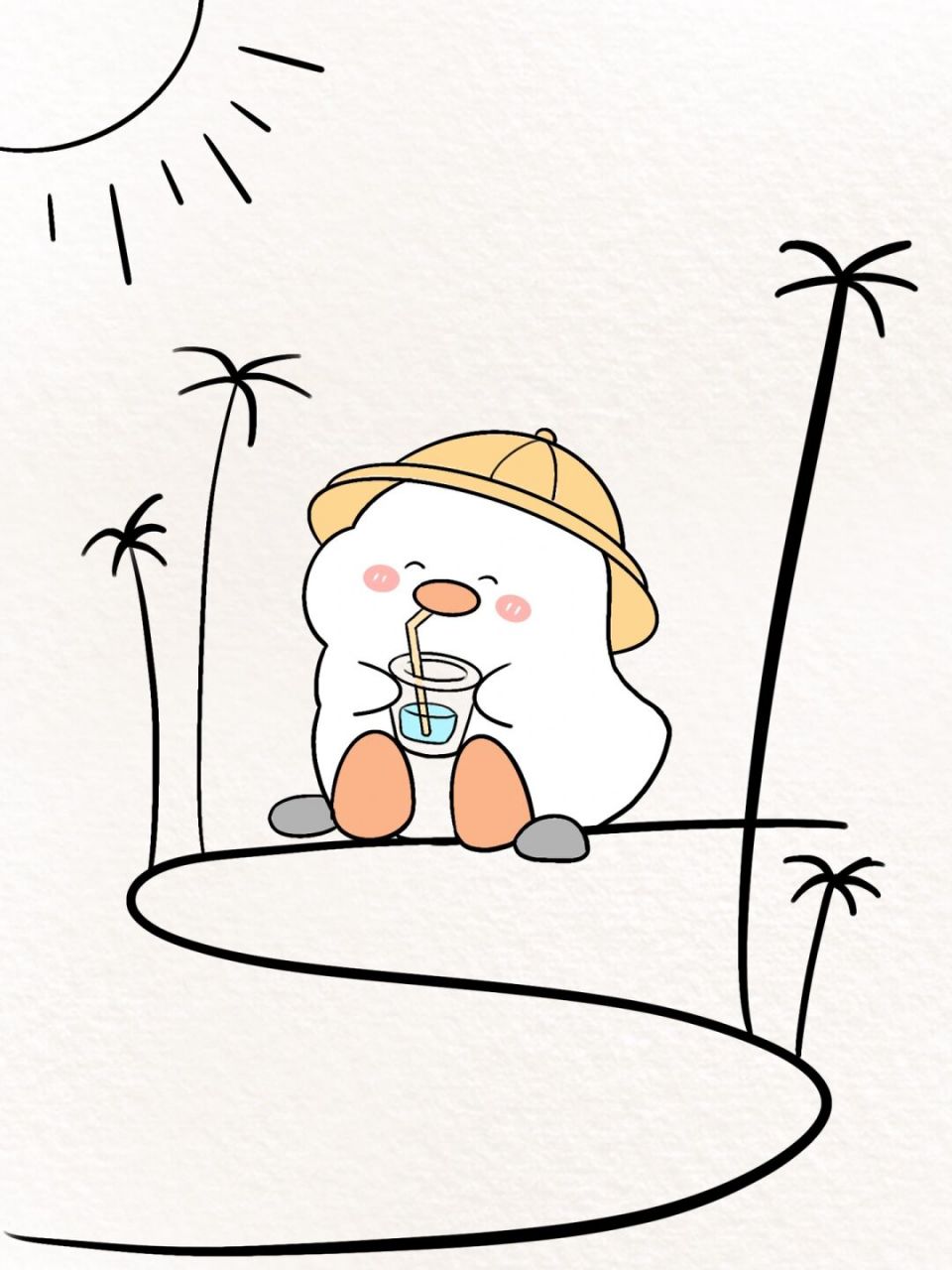 简笔画 | 左滑带鸭鸭去旅行 晚风,阳光,沙滩9215 	 鸭鸭带着它的