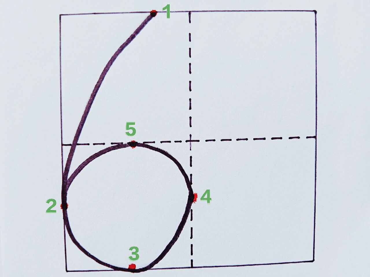 数字"6"在田字格中的标准写法