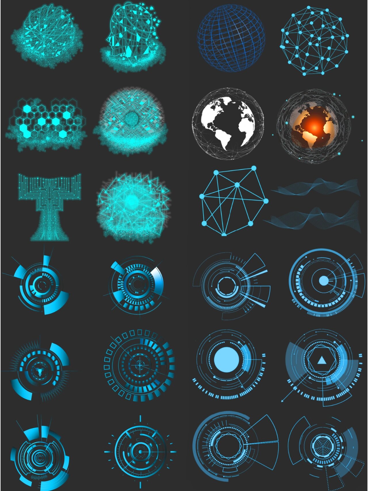 🔥ai/ps科技感线条图案,矢量元素可编辑