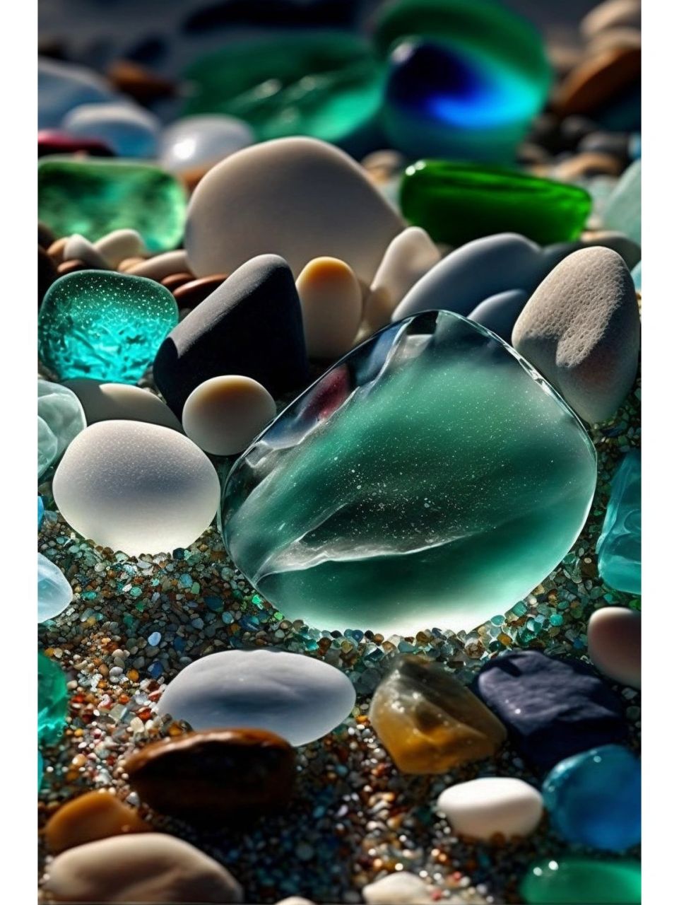 海边发光的彩色石头你喜欢吗?