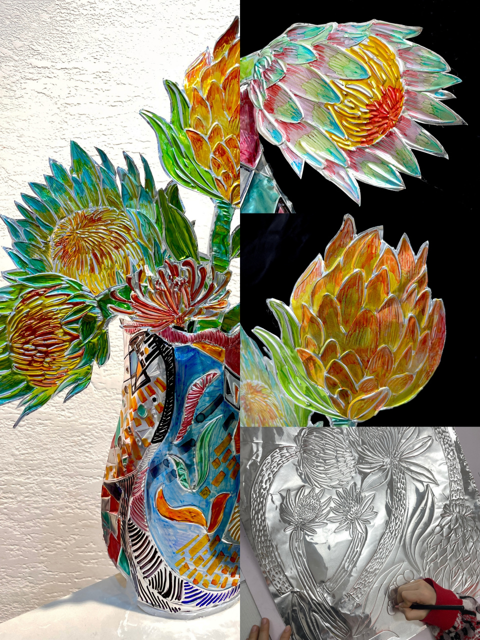 锡箔纸少儿手工课7015|瓶花|帝王花 9969959-12岁作品