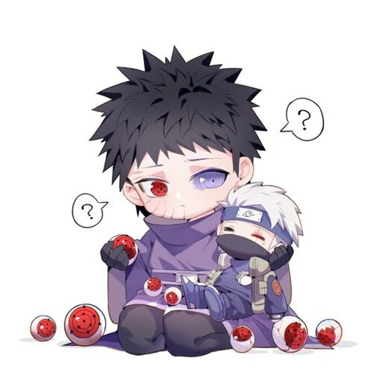 这几张卡卡西和带土好可爱!卡带?还是带卡?