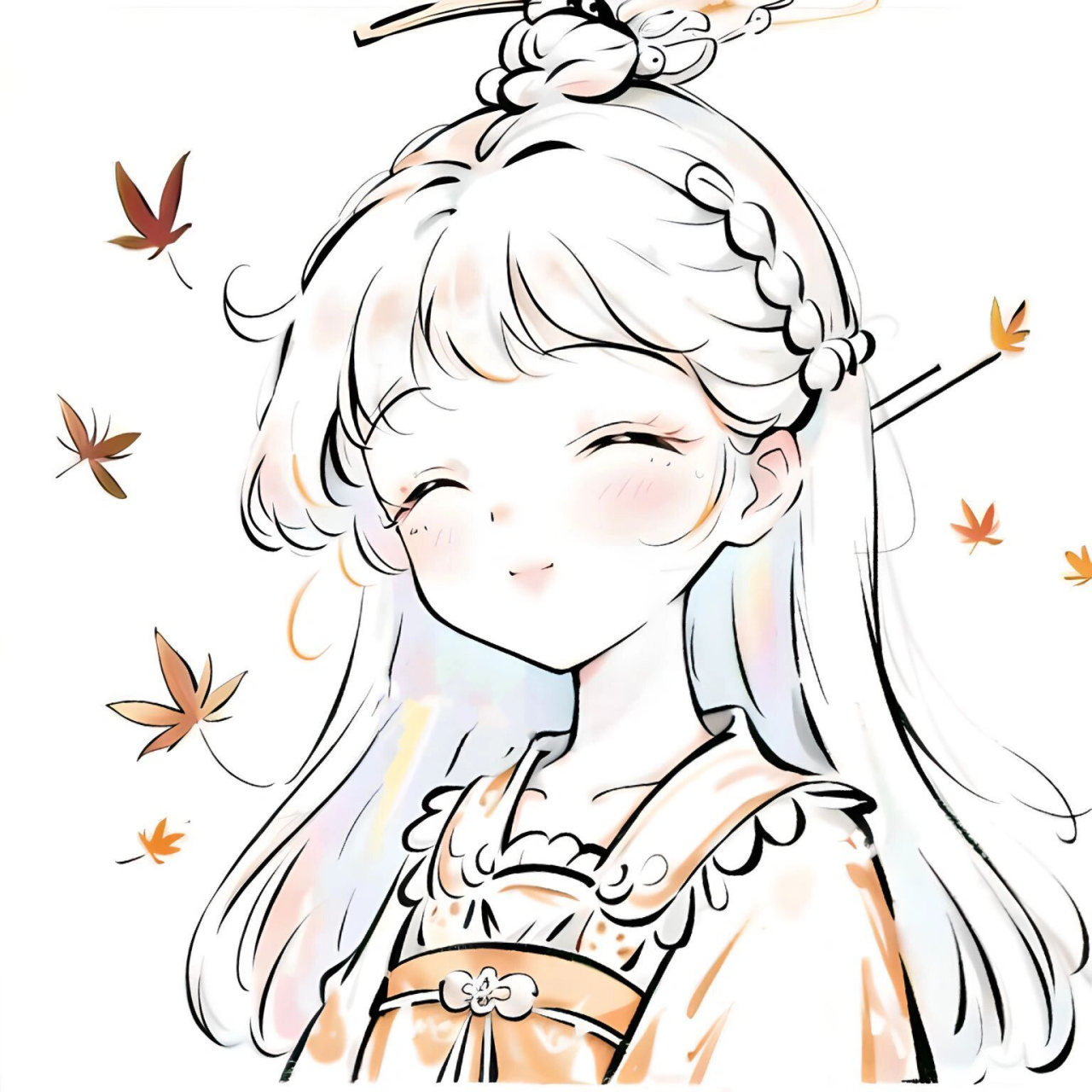 古风极简头像|枫叶少女