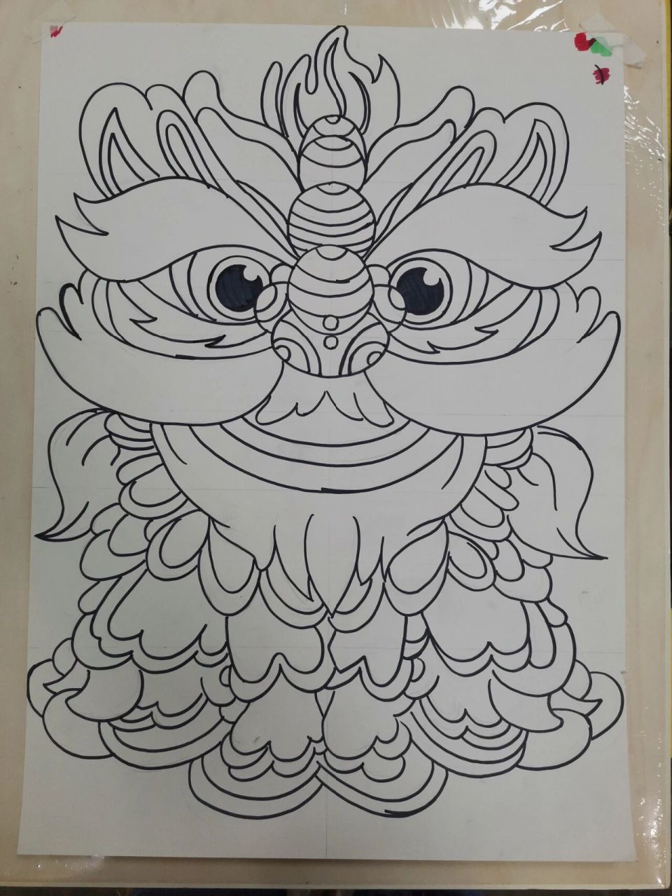 狮子#画画#年画#马克笔#舞狮# 年关临近,准备过年的课程