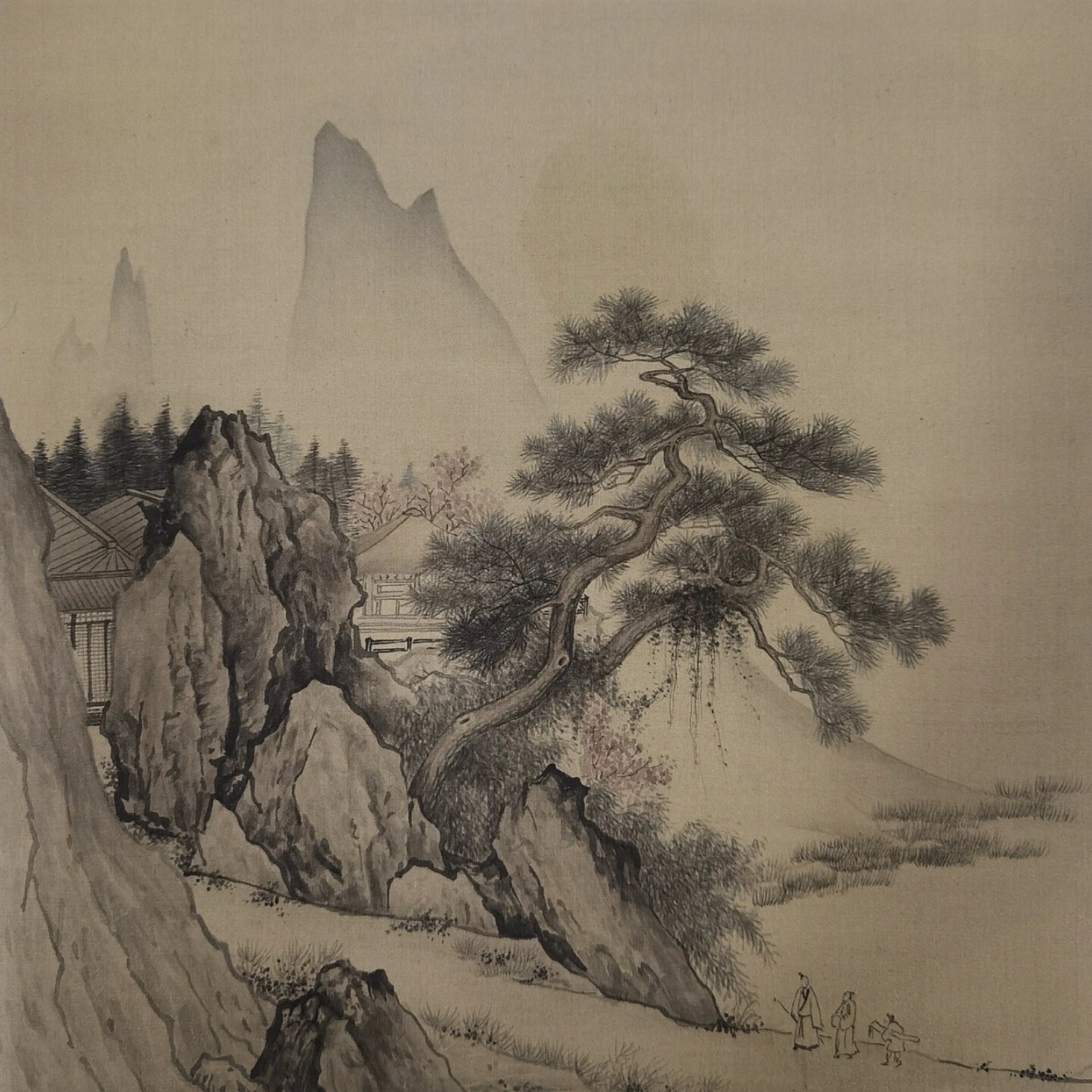 宋人山水小品临摹 北宋 佚名《溪山风雨图》 南宋 佚名 《携琴闲步图
