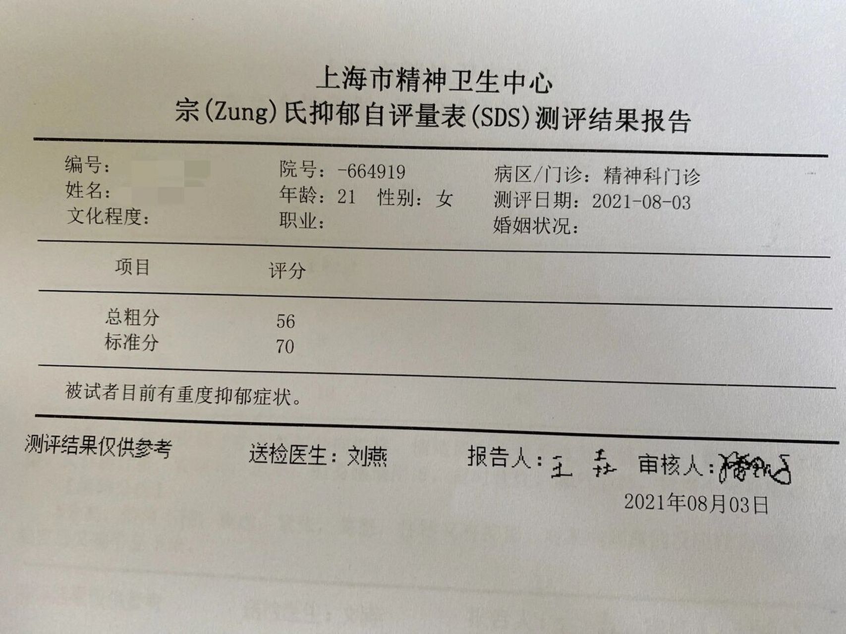 也是从来没想到自己一检查成了重度抑郁症 一直觉得自己最多就是个