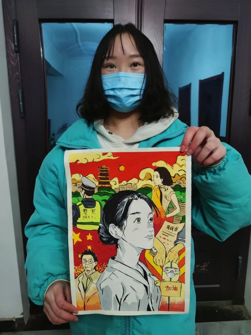 【商丘工学院大学生绘画之《河南抗疫进行时》】面对突如其来的新冠