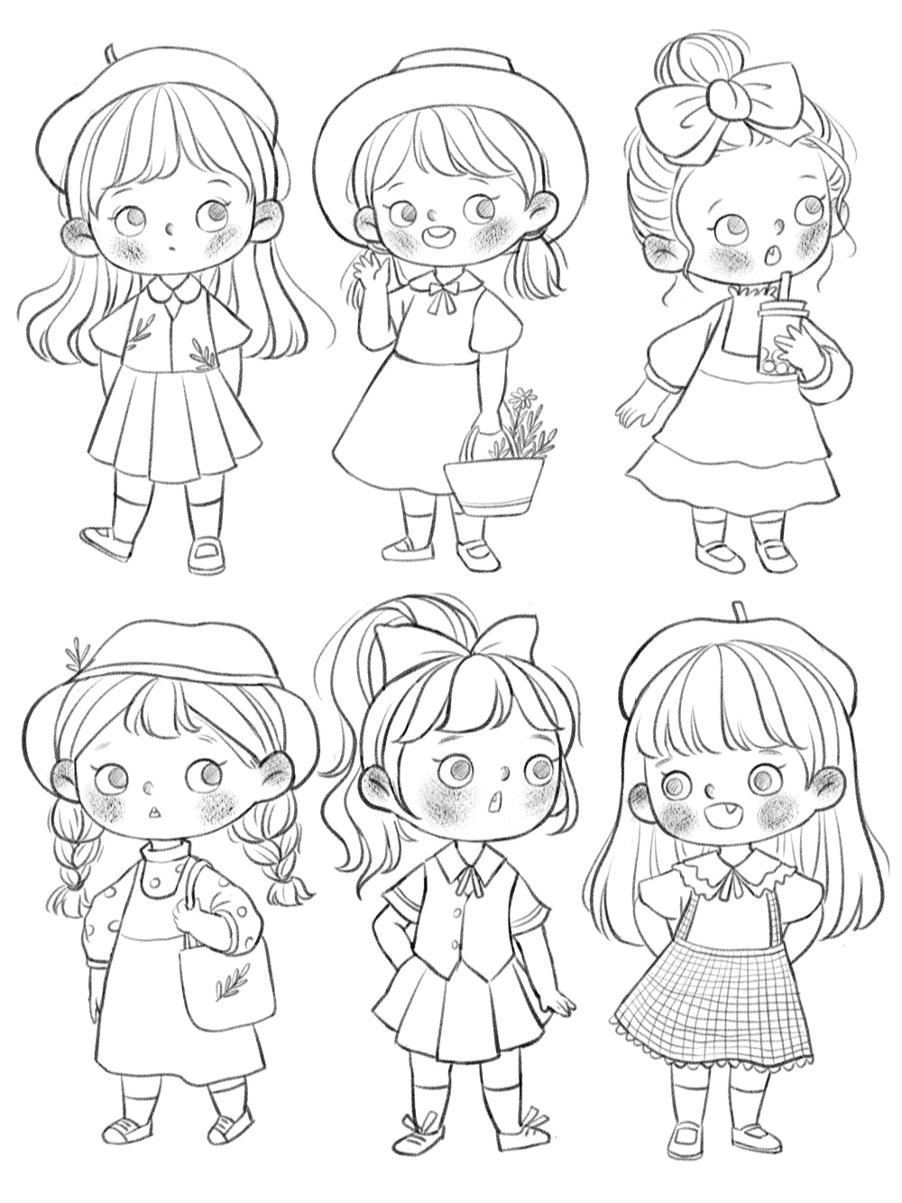 960基础学插画9932个软萌少女站姿画法 大量练习动态中~ 整理了一