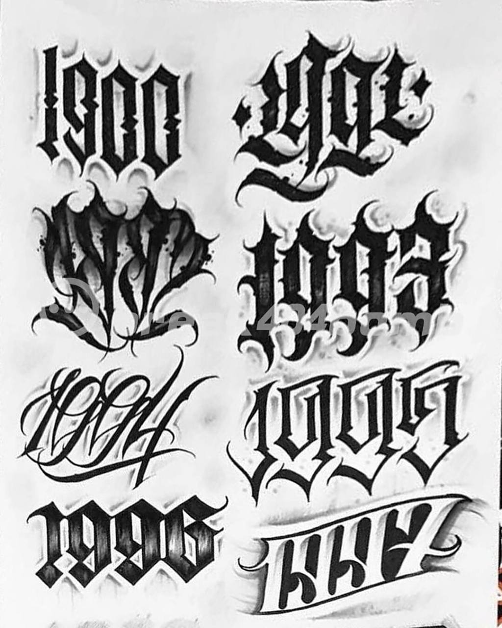 花体字|数字花体字年份纹身 90年出生的花体字纹身,男女都适合!