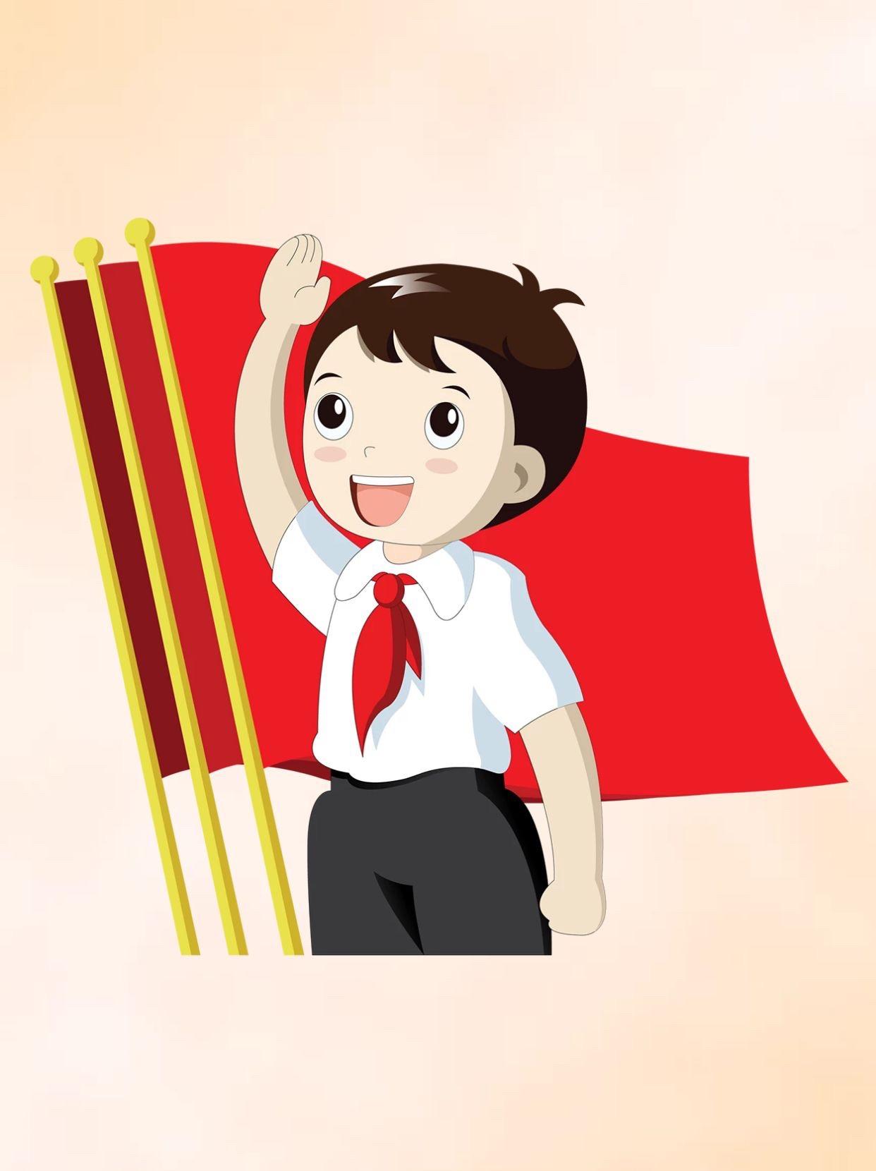 免抠素材庆祝国庆可爱卡通学生升旗敬礼