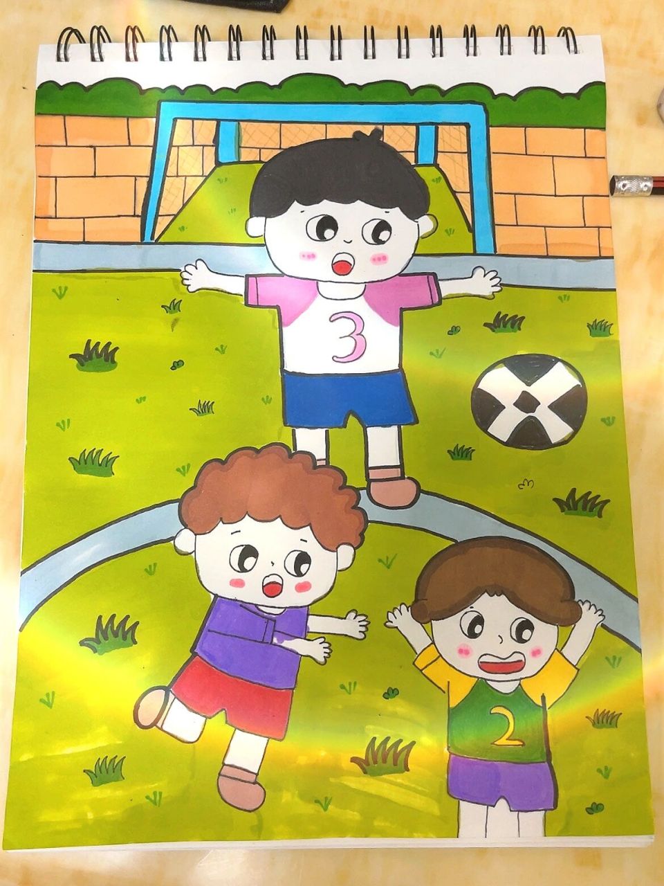 踢球的小孩儿童画图片
