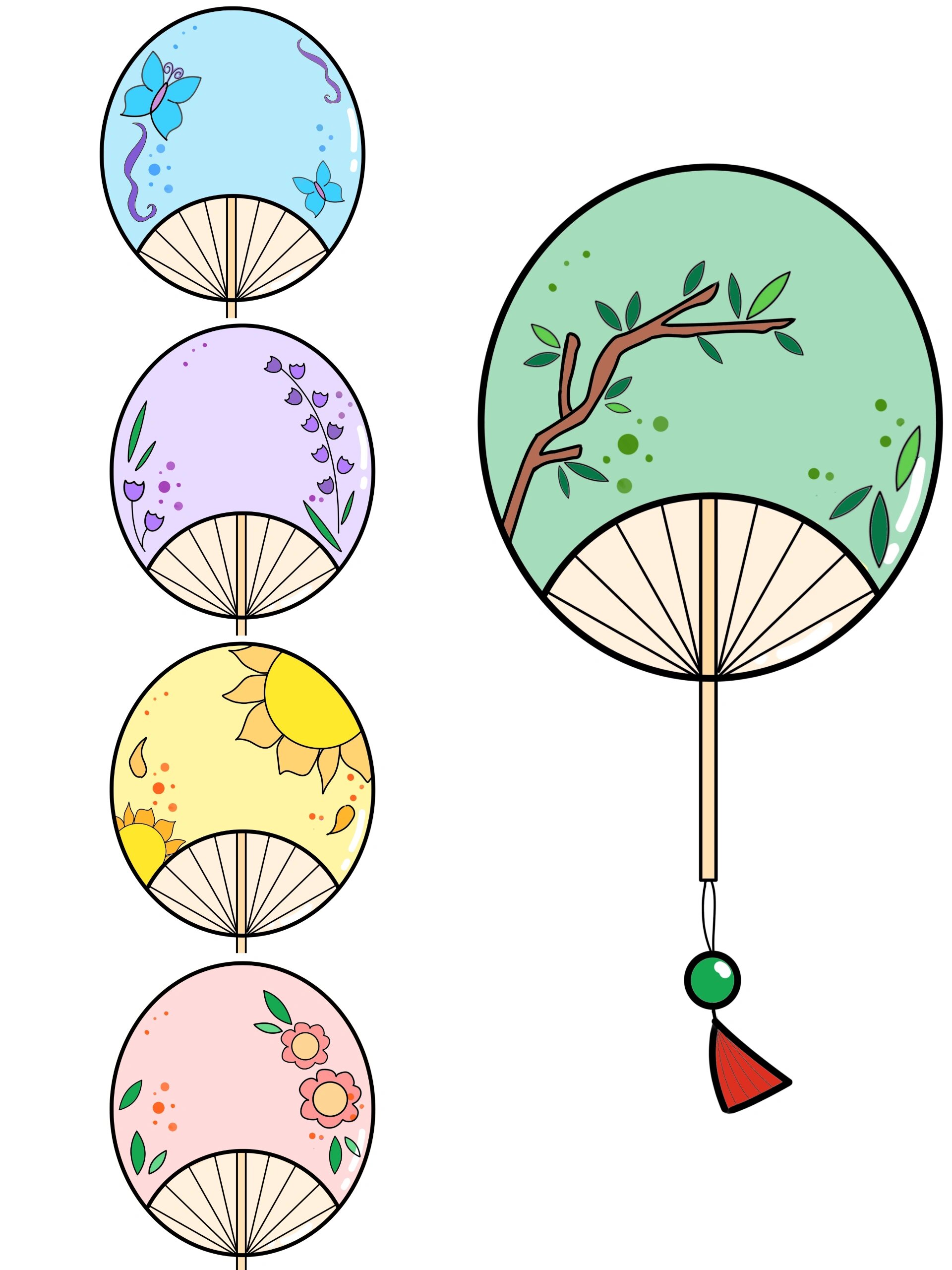 夏天团扇简笔画