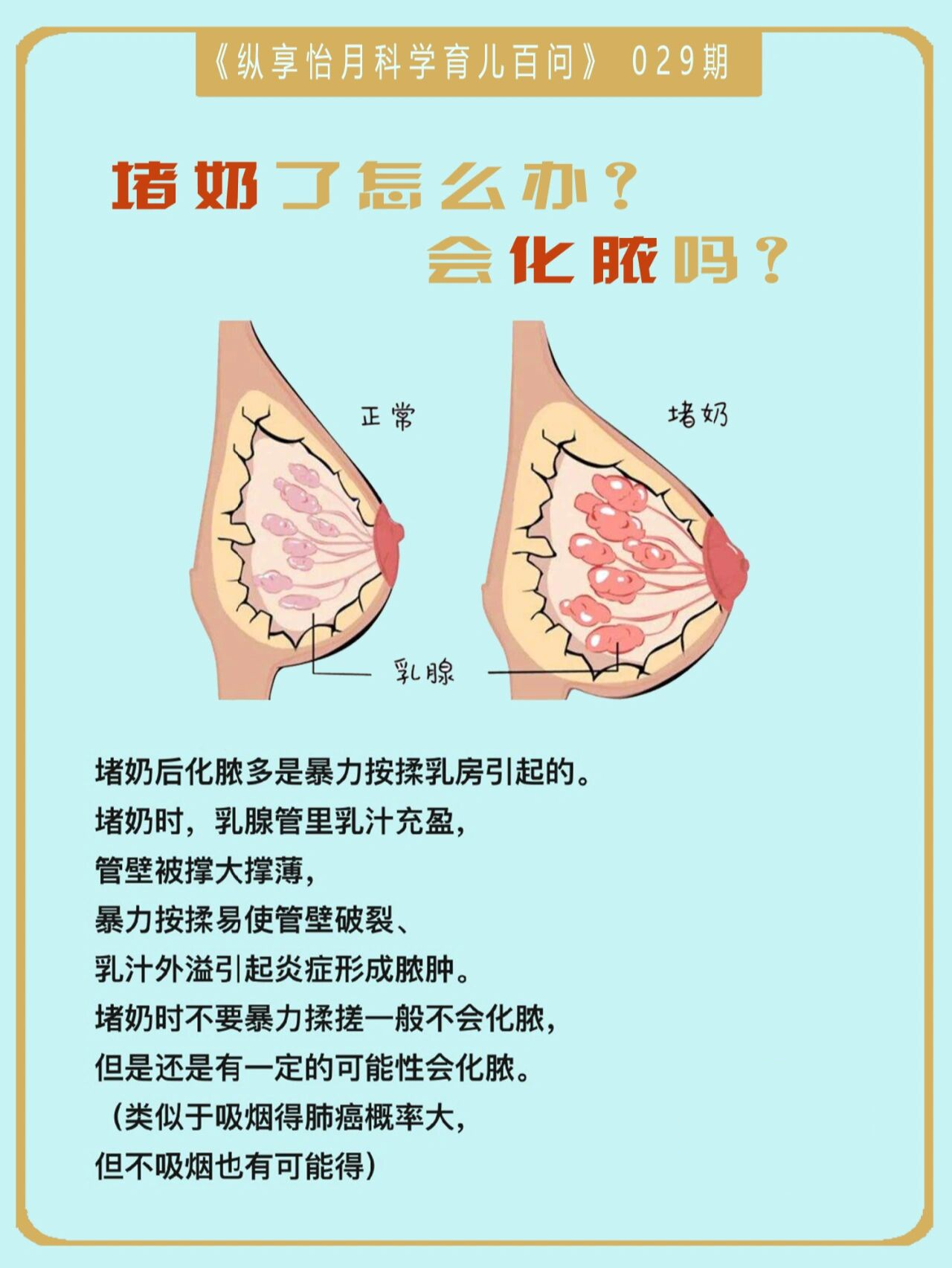 会化脓么? 堵奶也可以叫做乳汁淤积