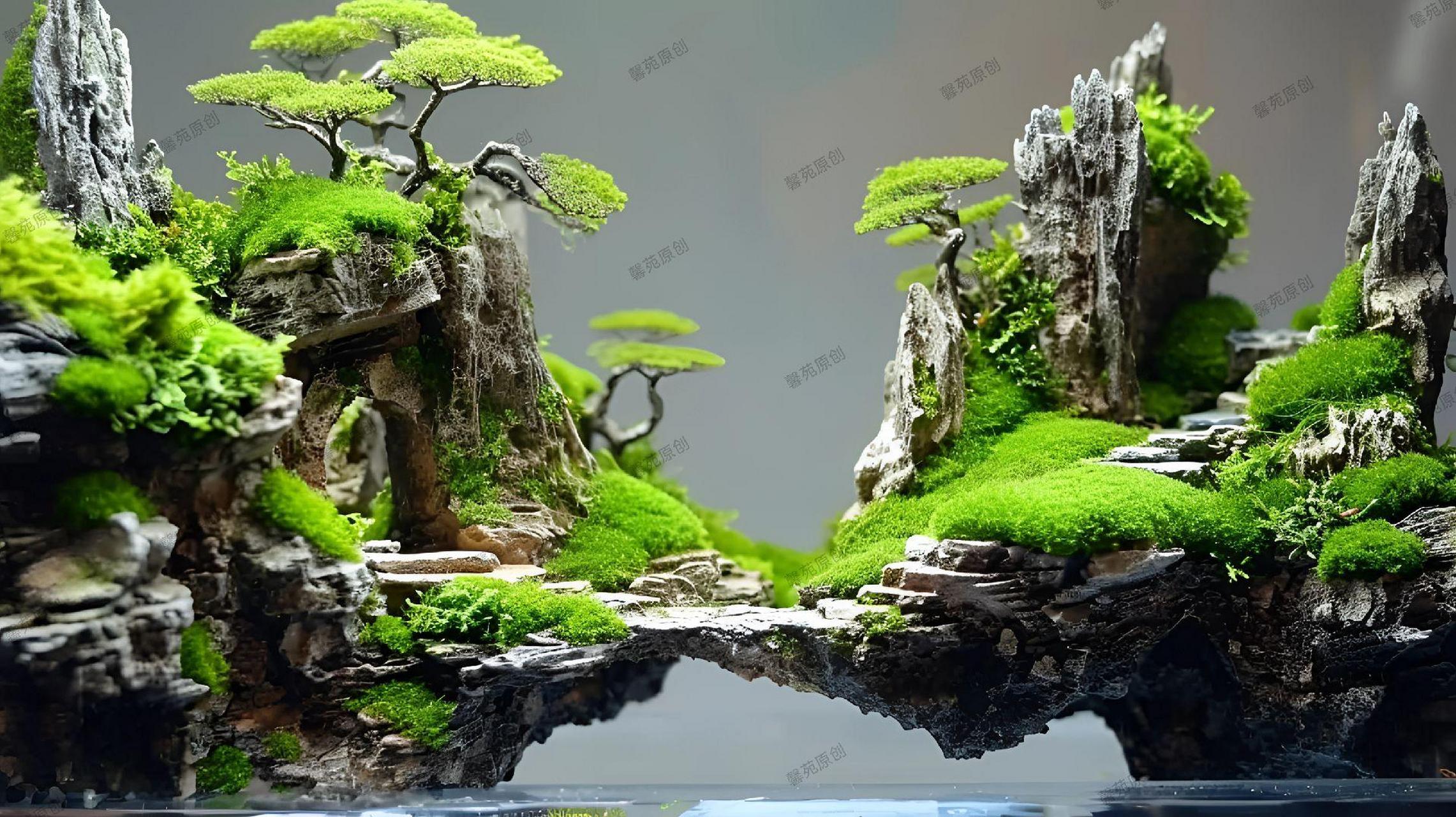 水陆缸微景观鱼缸造景 空间美学