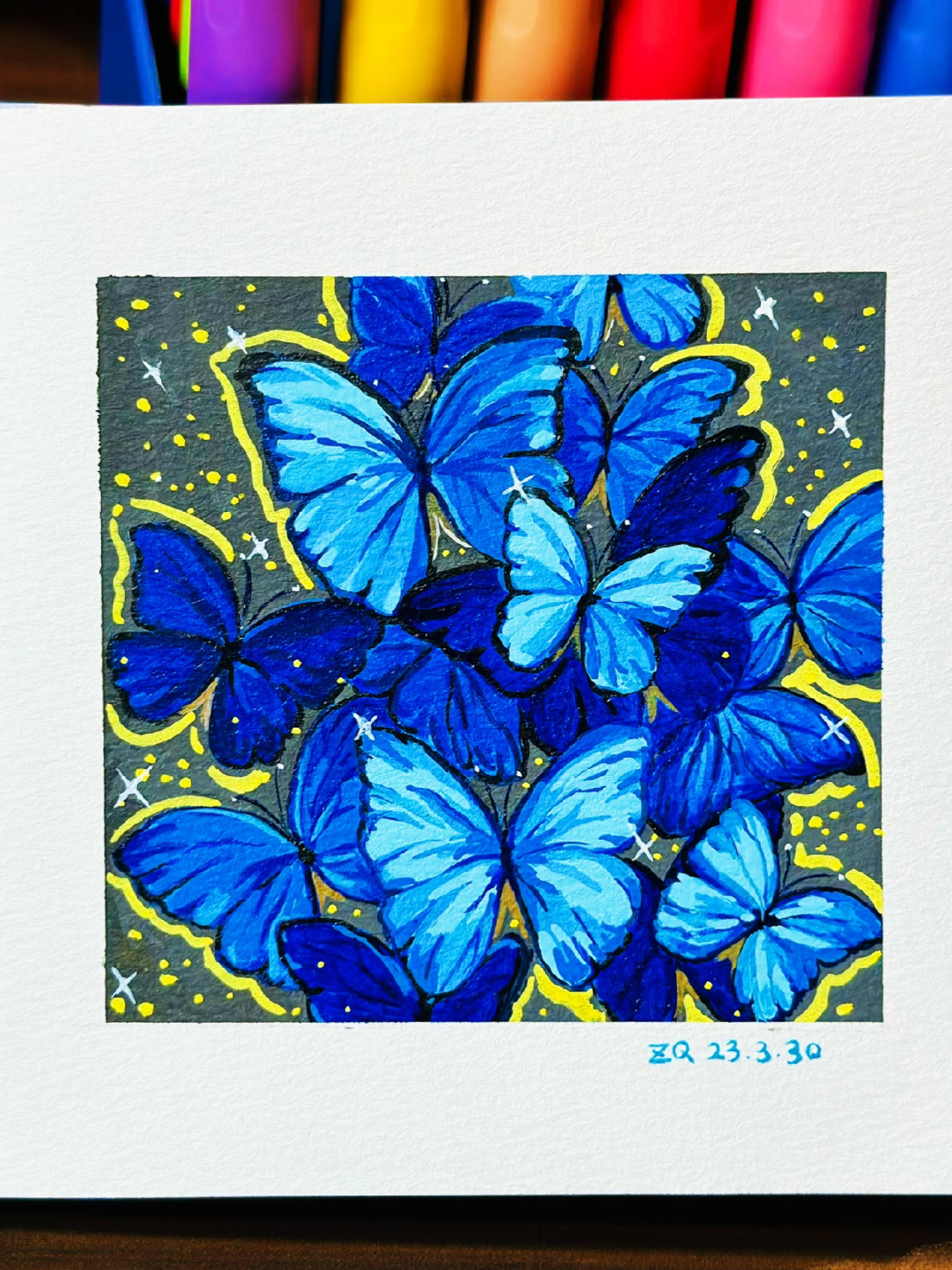 "大蓝闪蝶的躯体仅有4cm左右,而它们的蝶翼