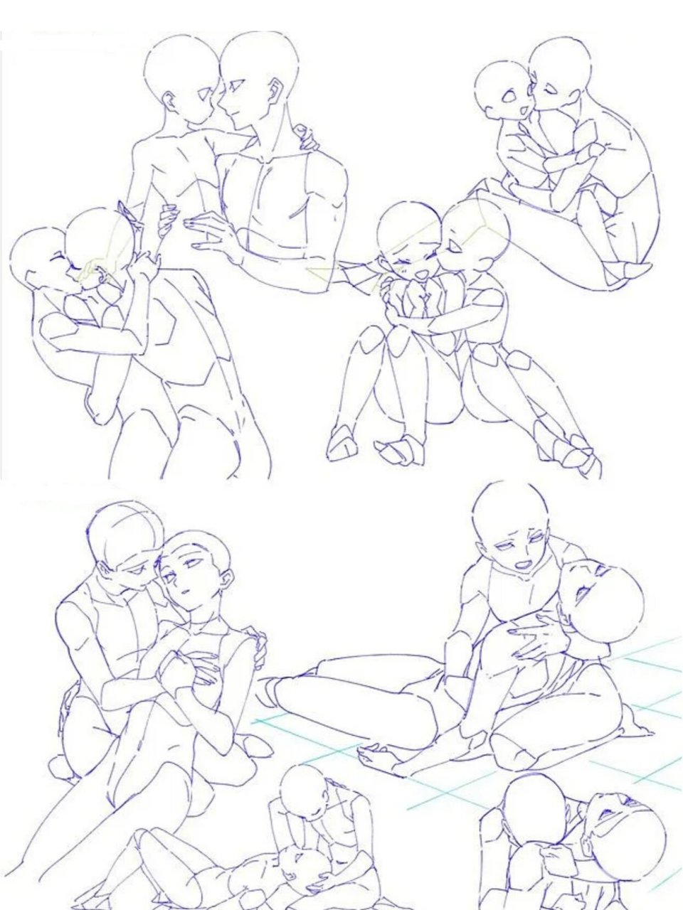 【绘画参考】情侣亲密动作线稿参考