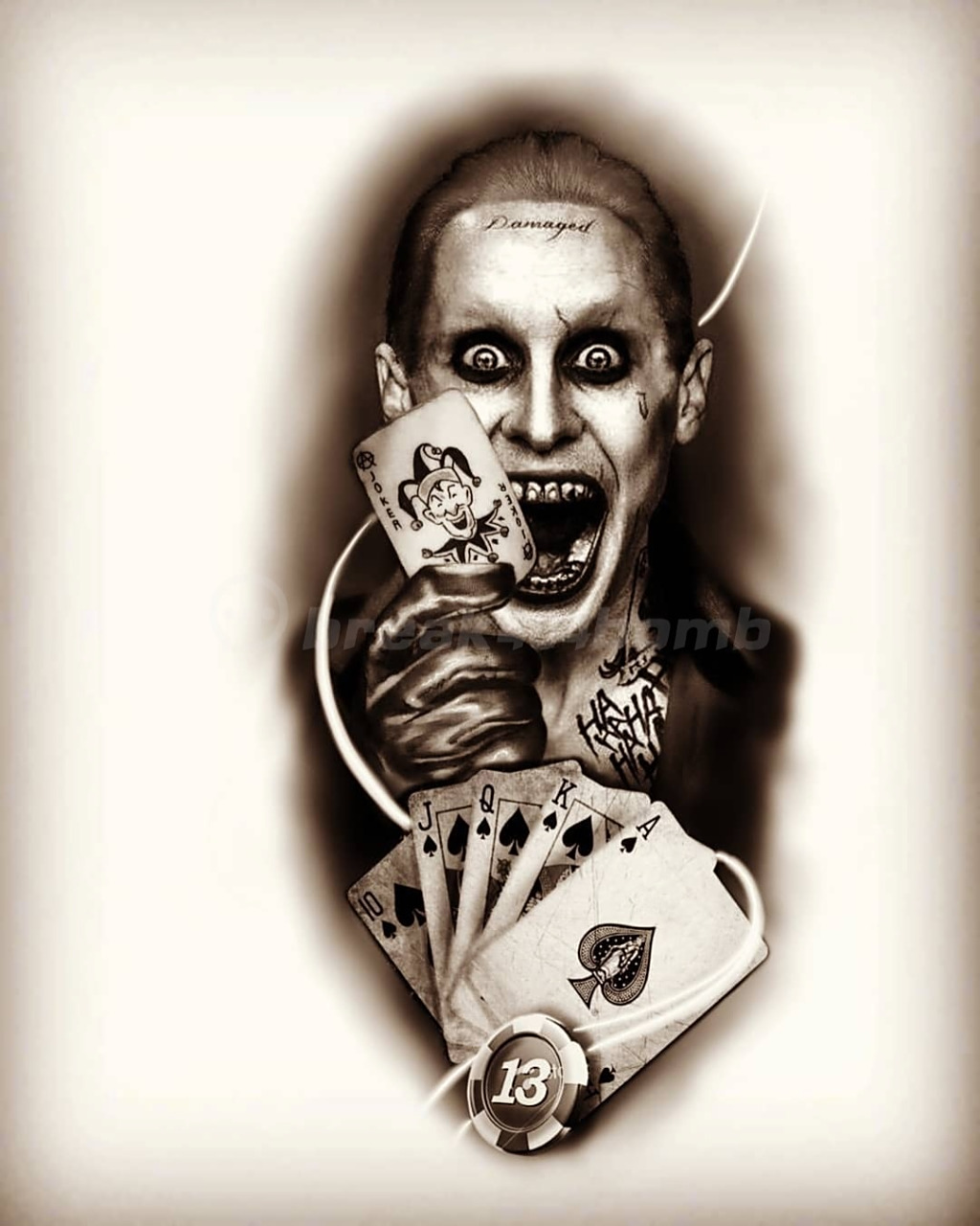 小丑纹身手稿欧美写实纹身 98适合遮盖,也适合新皮肤上身.