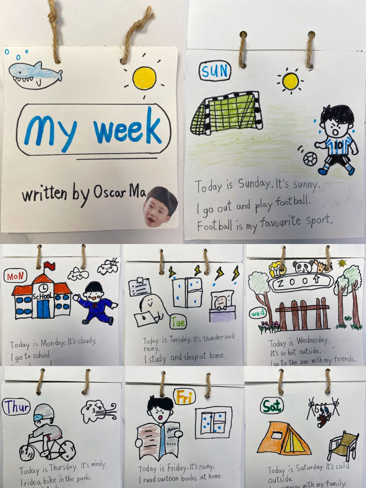 小学生一二年级英文作业漫画英文书my week