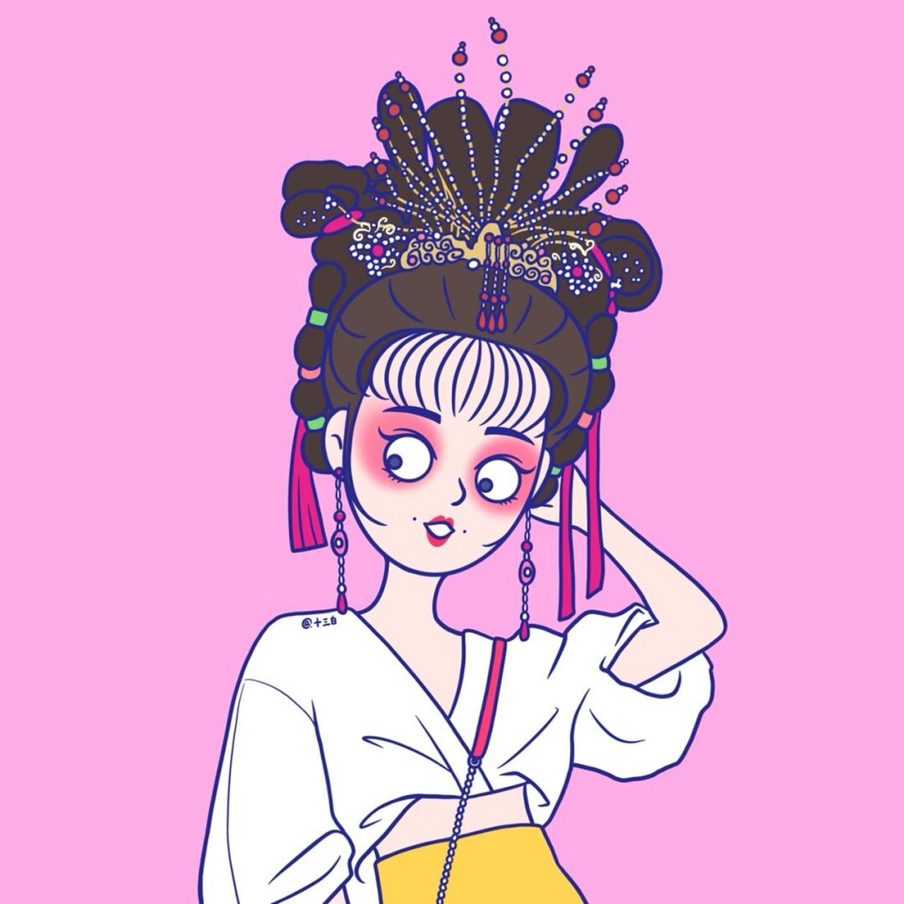 手绘头像.闺蜜头像.古风 国粹 国潮. #我是原创插画师