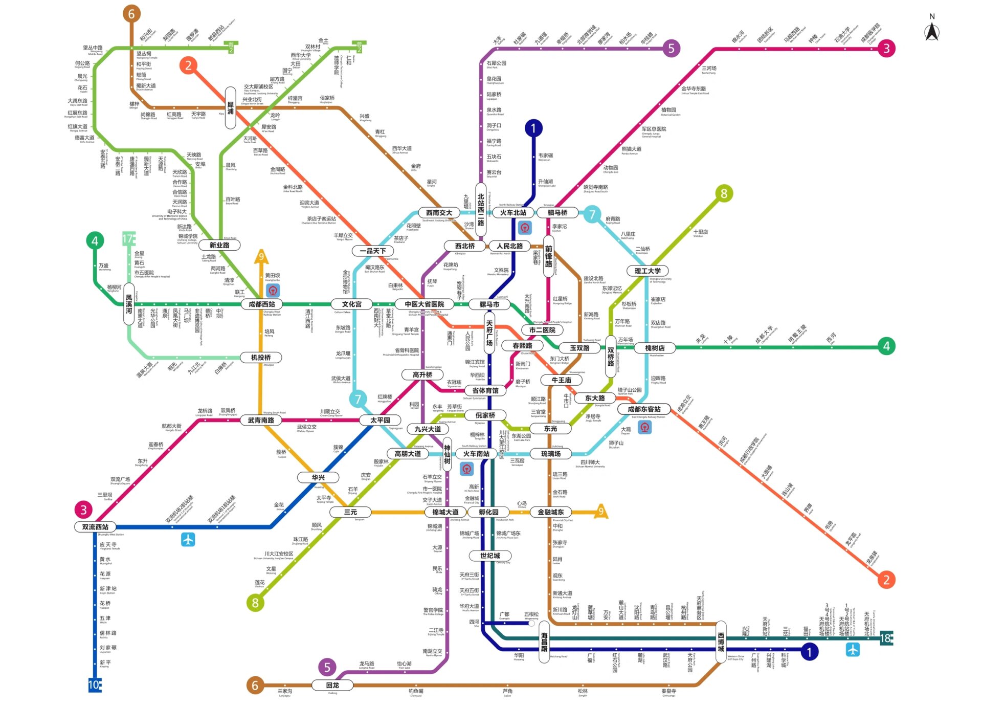 成都地铁线路图!外地游客的福利