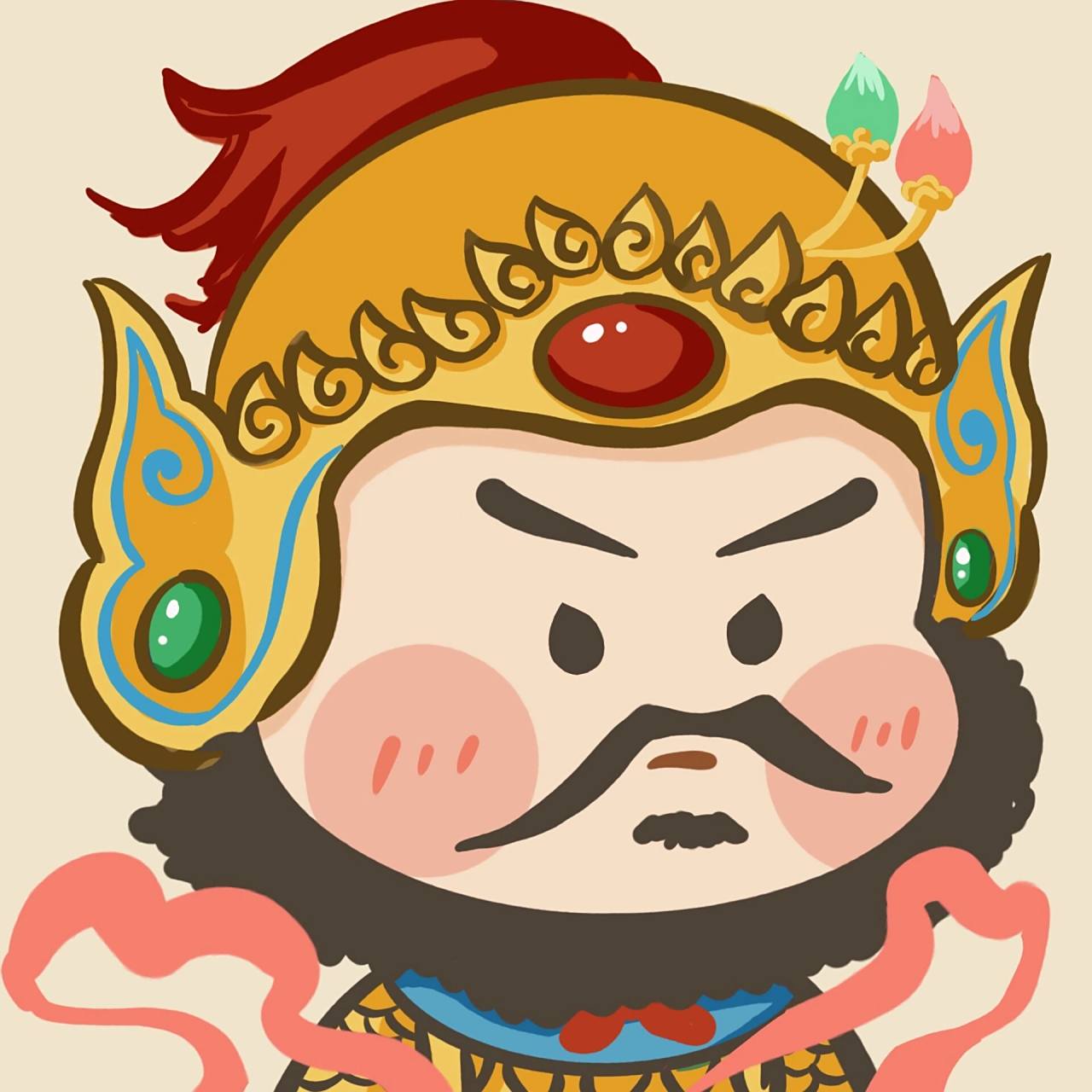 佛系头像|你们要的财神来啦～ 立秋了,画个赵公明给大家啦～希望大家