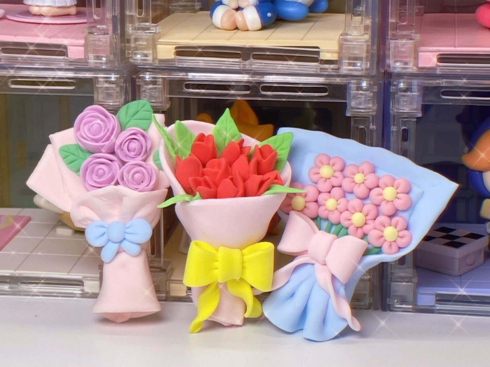 鲜花98花束超轻粘土教程 [偷笑]花花果然还是最喜欢捏的 #超轻粘土