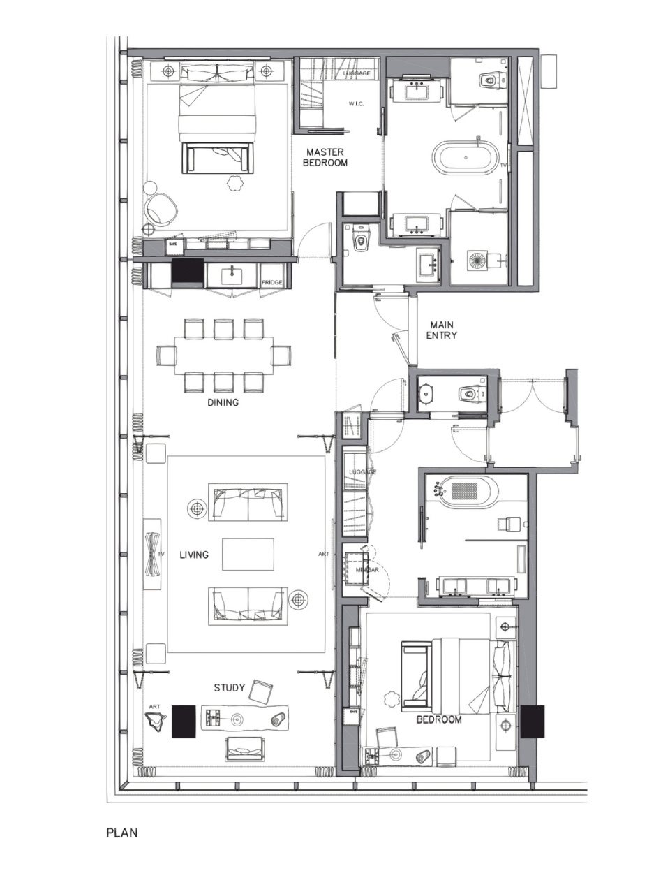 杭州柏悦酒店行政套房平面丨yabu