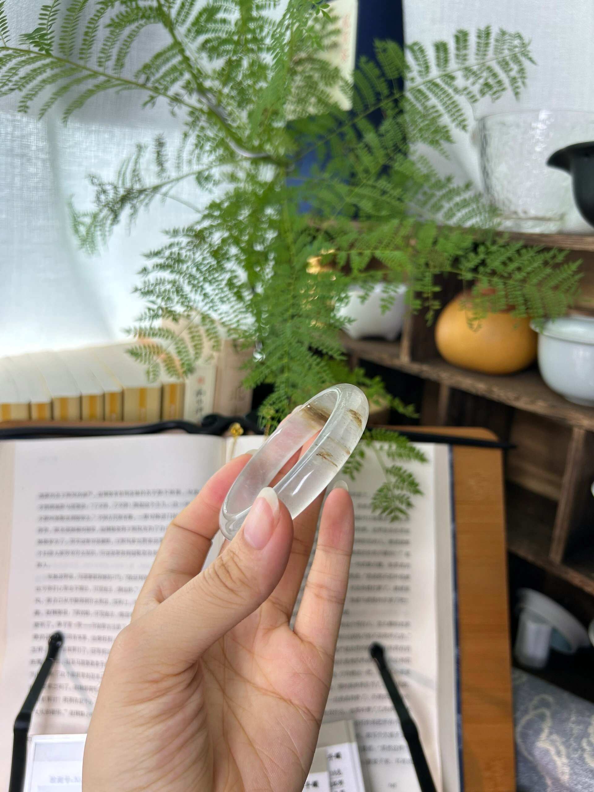 金丝玉宝石光手镯 圈口54