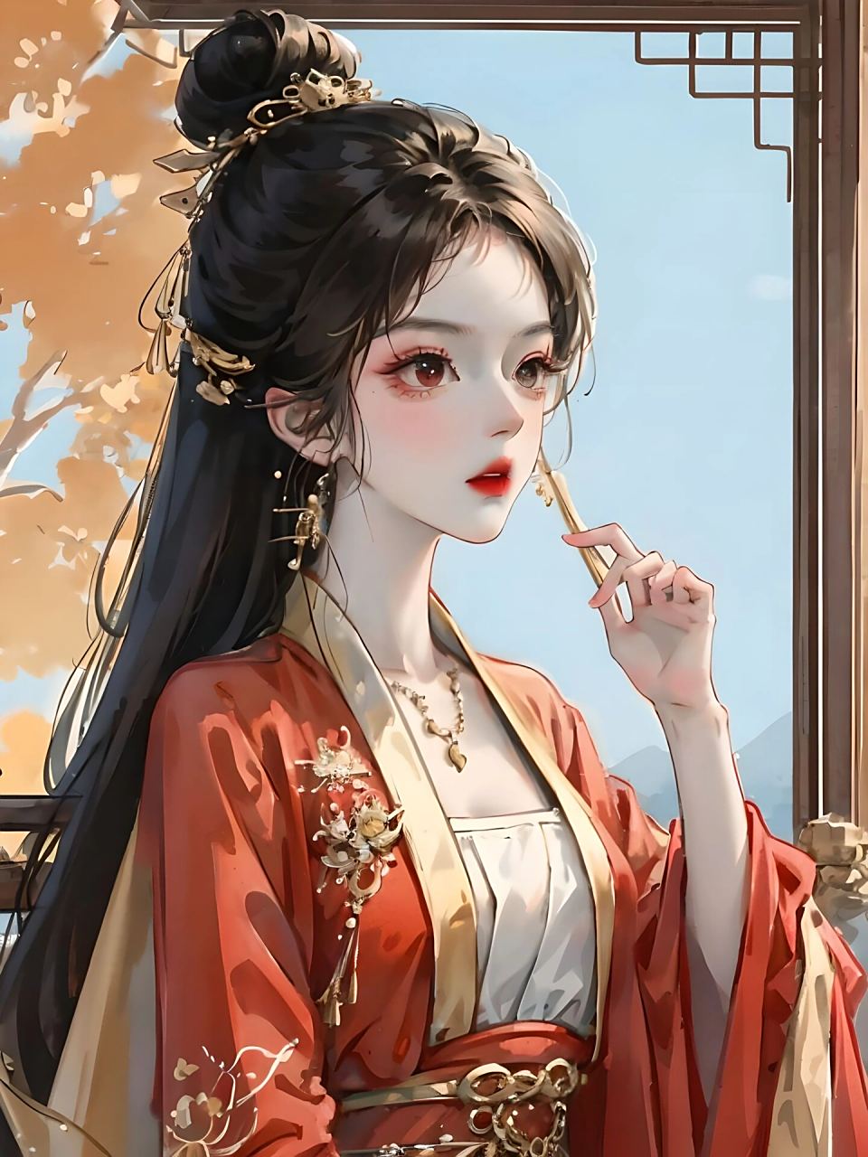 头像壁纸 61 古风红衣女子