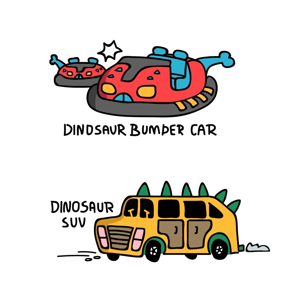 简笔画|恐龙汽车插画day 7