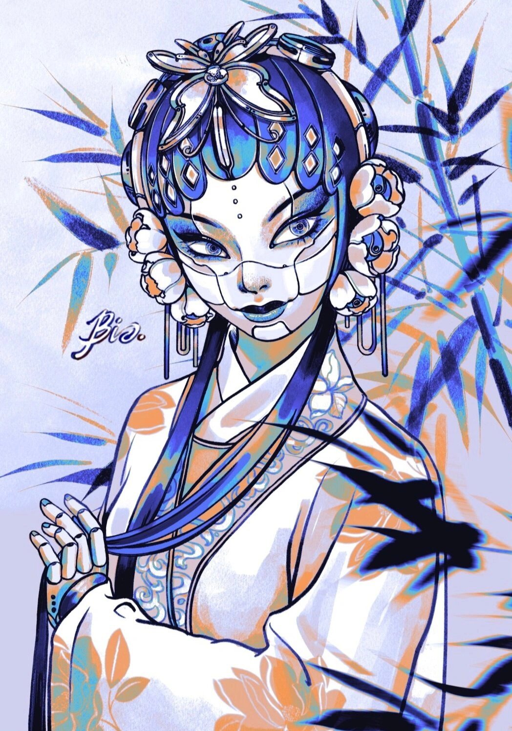 视觉传达手绘素材分享|传统和科技的结合9315 插画师:食火 将戏曲