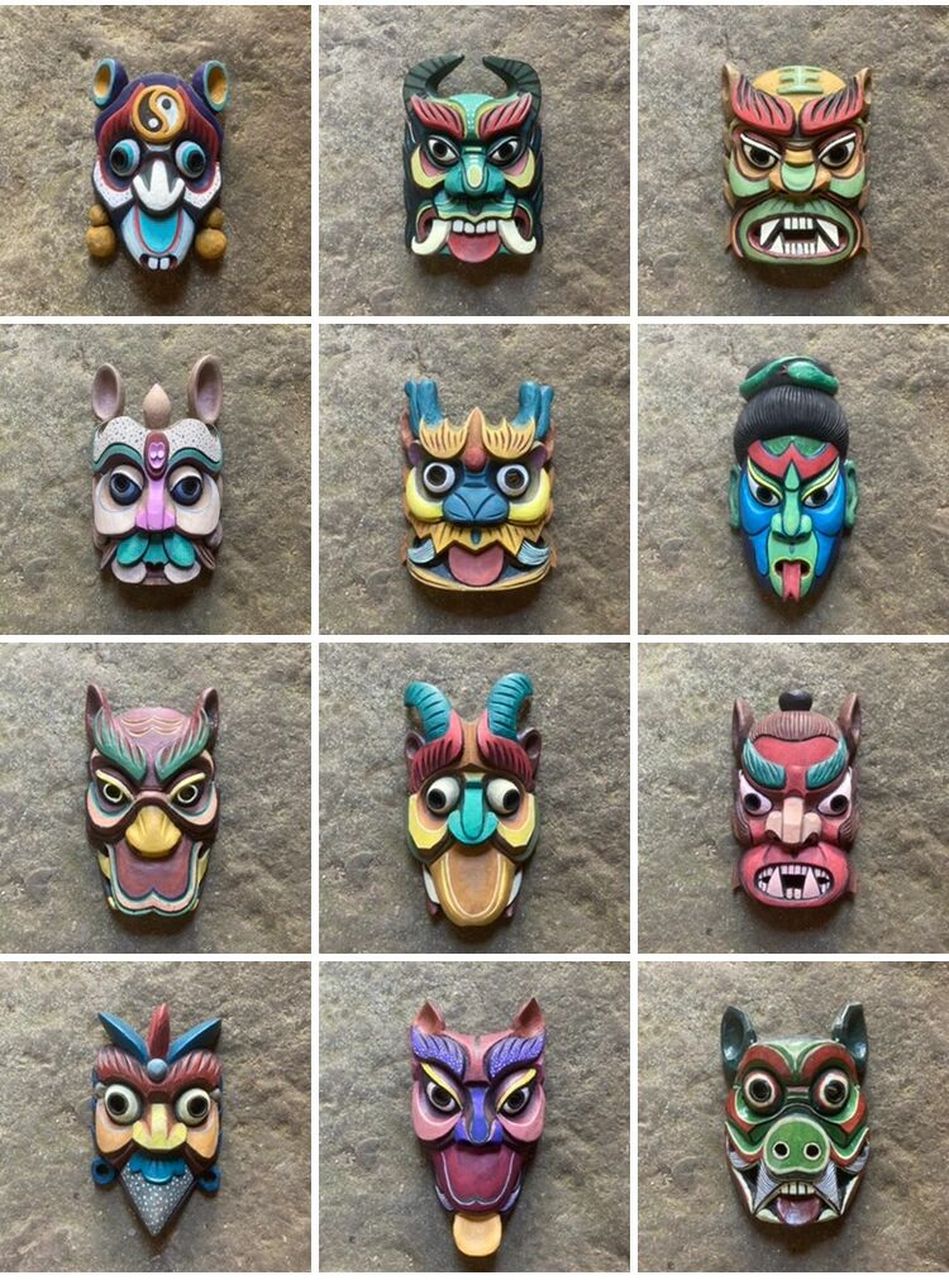 傩十二神兽面具图片