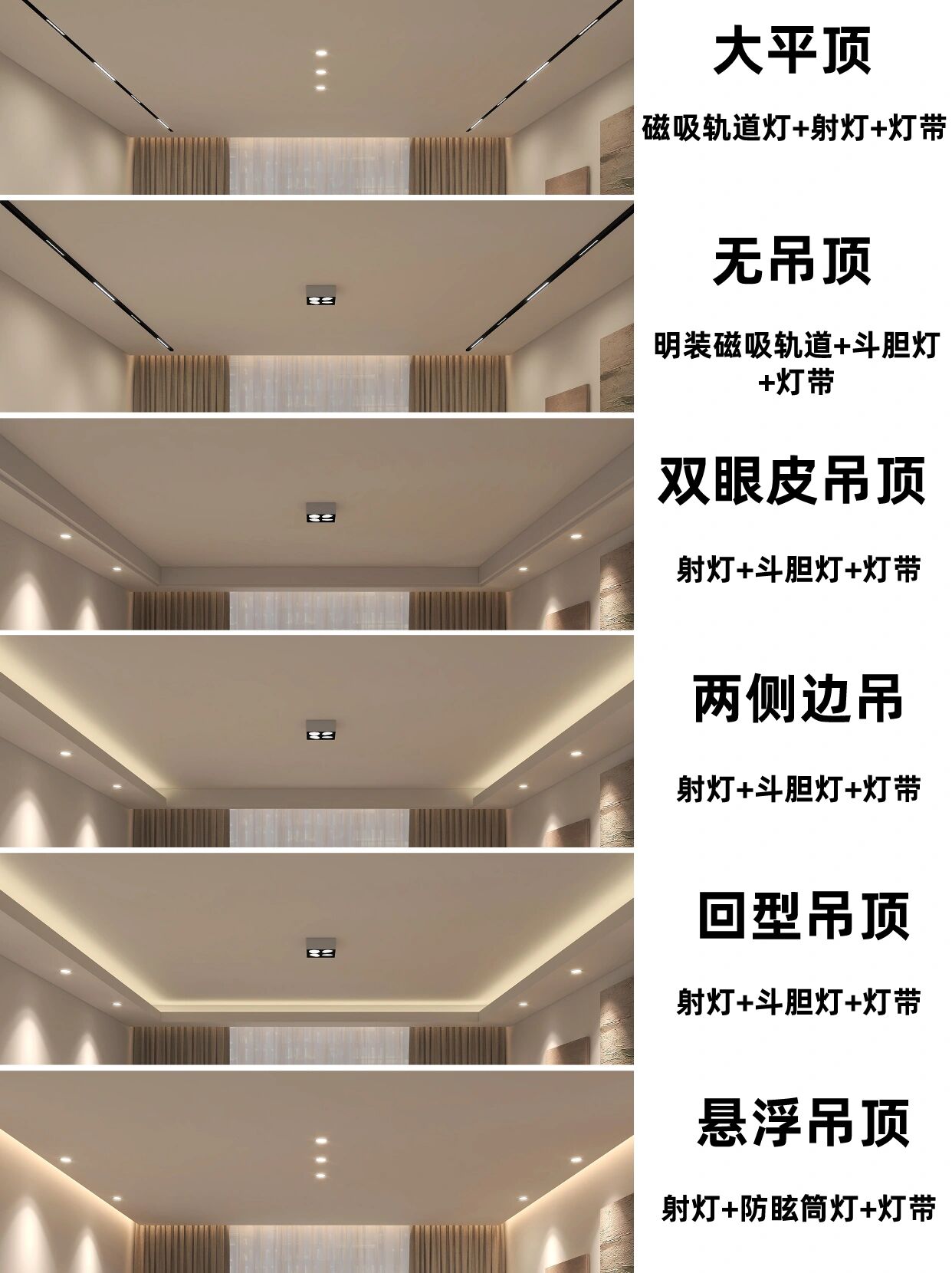 2022最?6种无主灯吊顶附层高+灯光布局