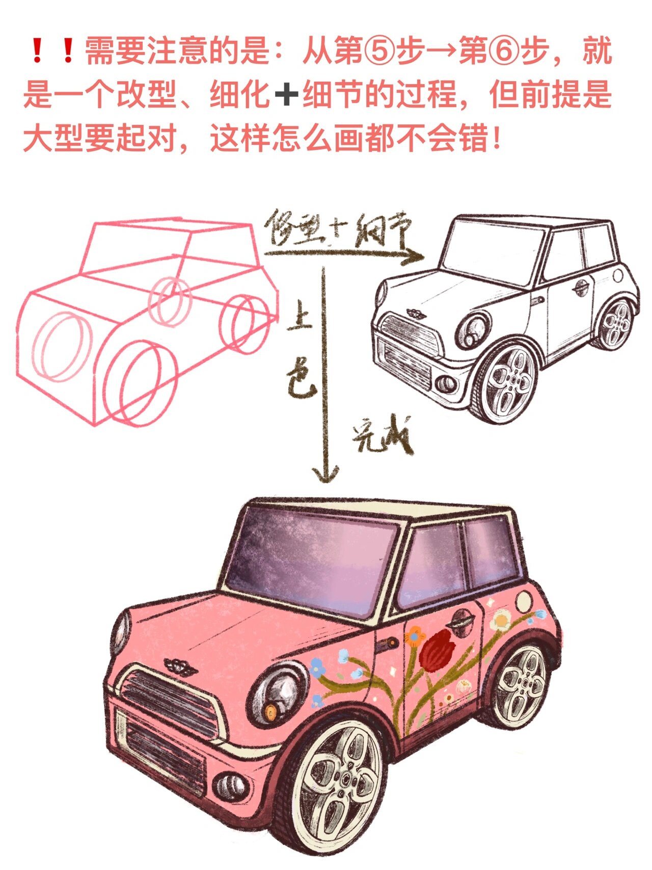 7315《空间透视》|徒手画出小汽车08
