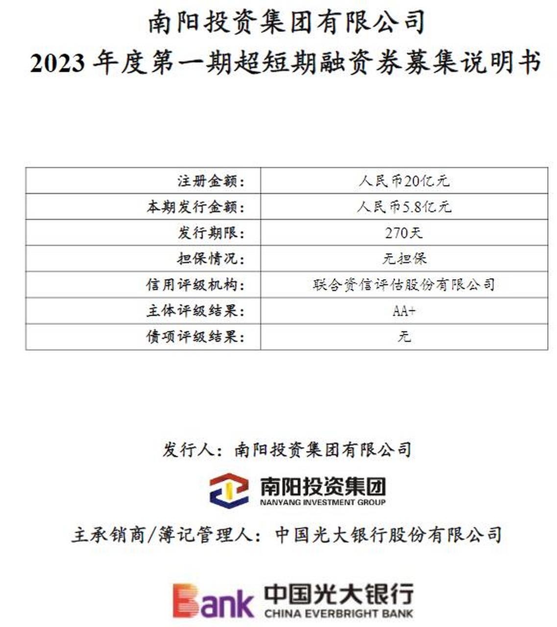 8亿元超短融,用于偿还有息债务】南阳头条2月22日,据上清所,南阳投资