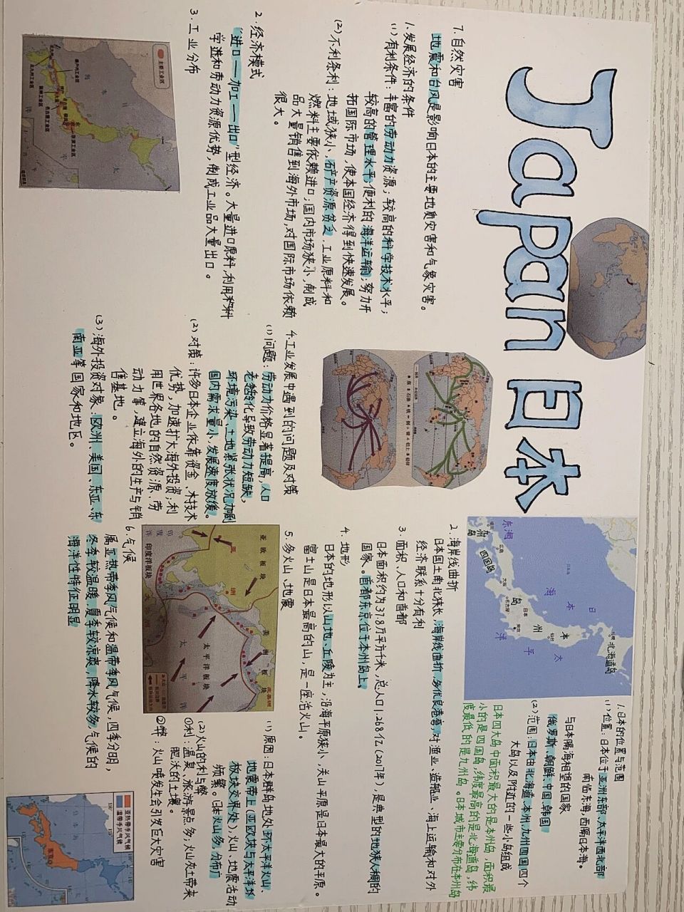 日本手抄报内容地理图片
