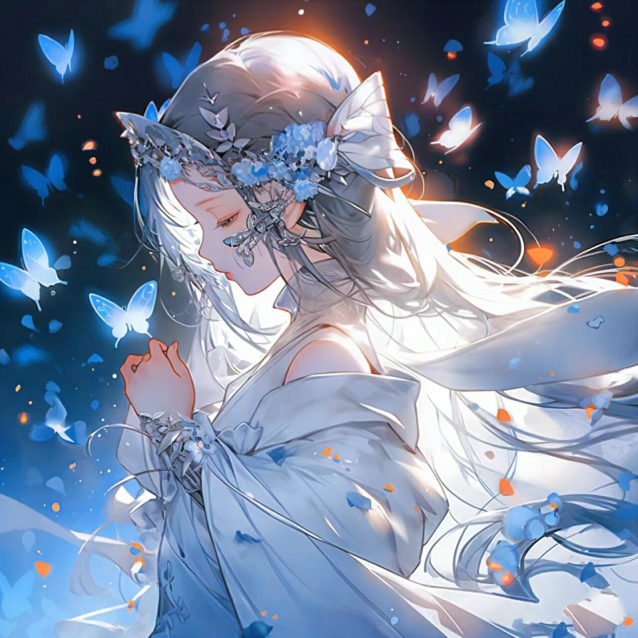 蓝色古风仙气闺蜜头像