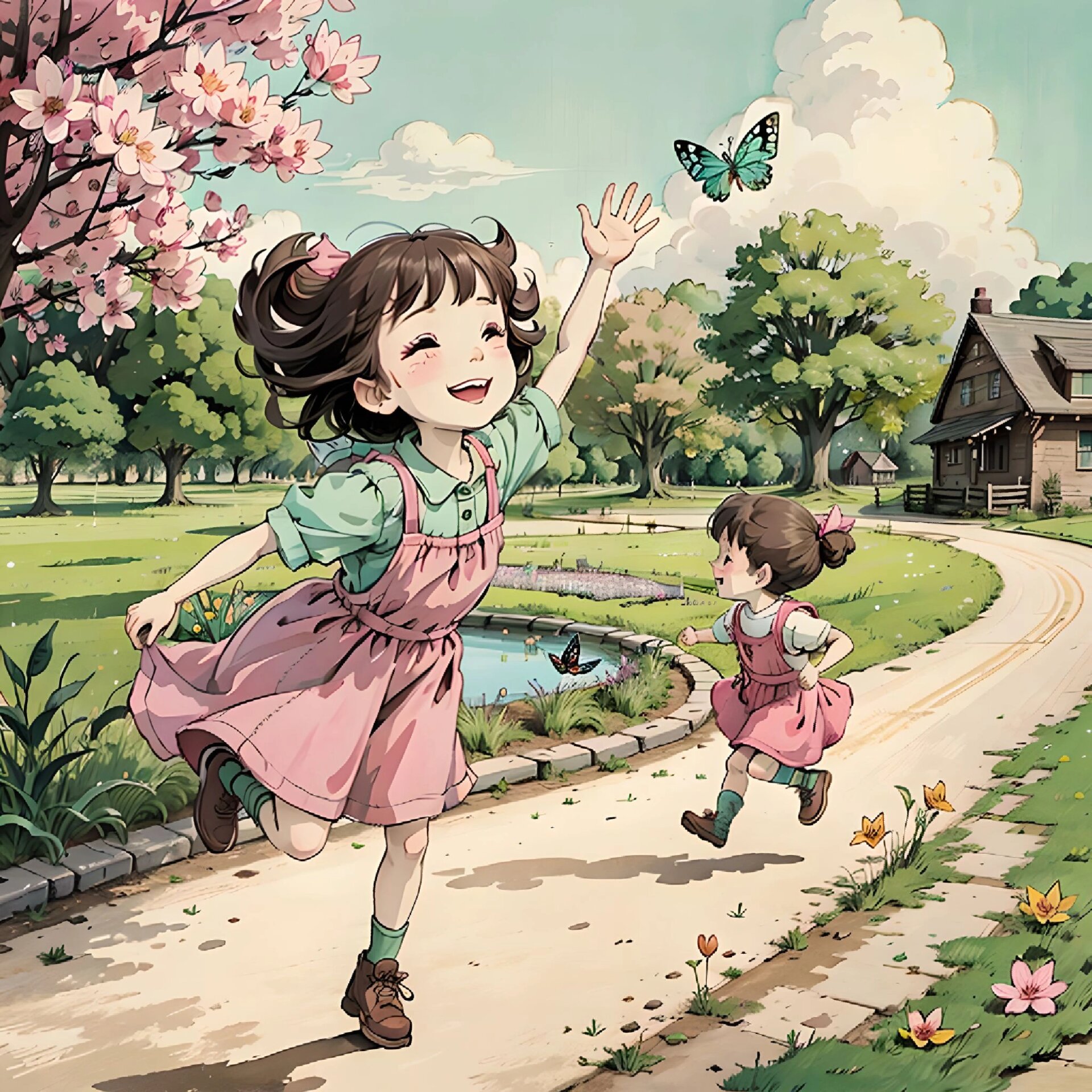 头像|捉蝴蝶的小女孩|童年治愈系漫画