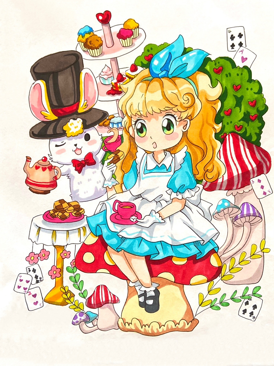 【226】动漫人物绘画《爱丽丝梦游仙境》 适合8岁77的小朋友临摹哦