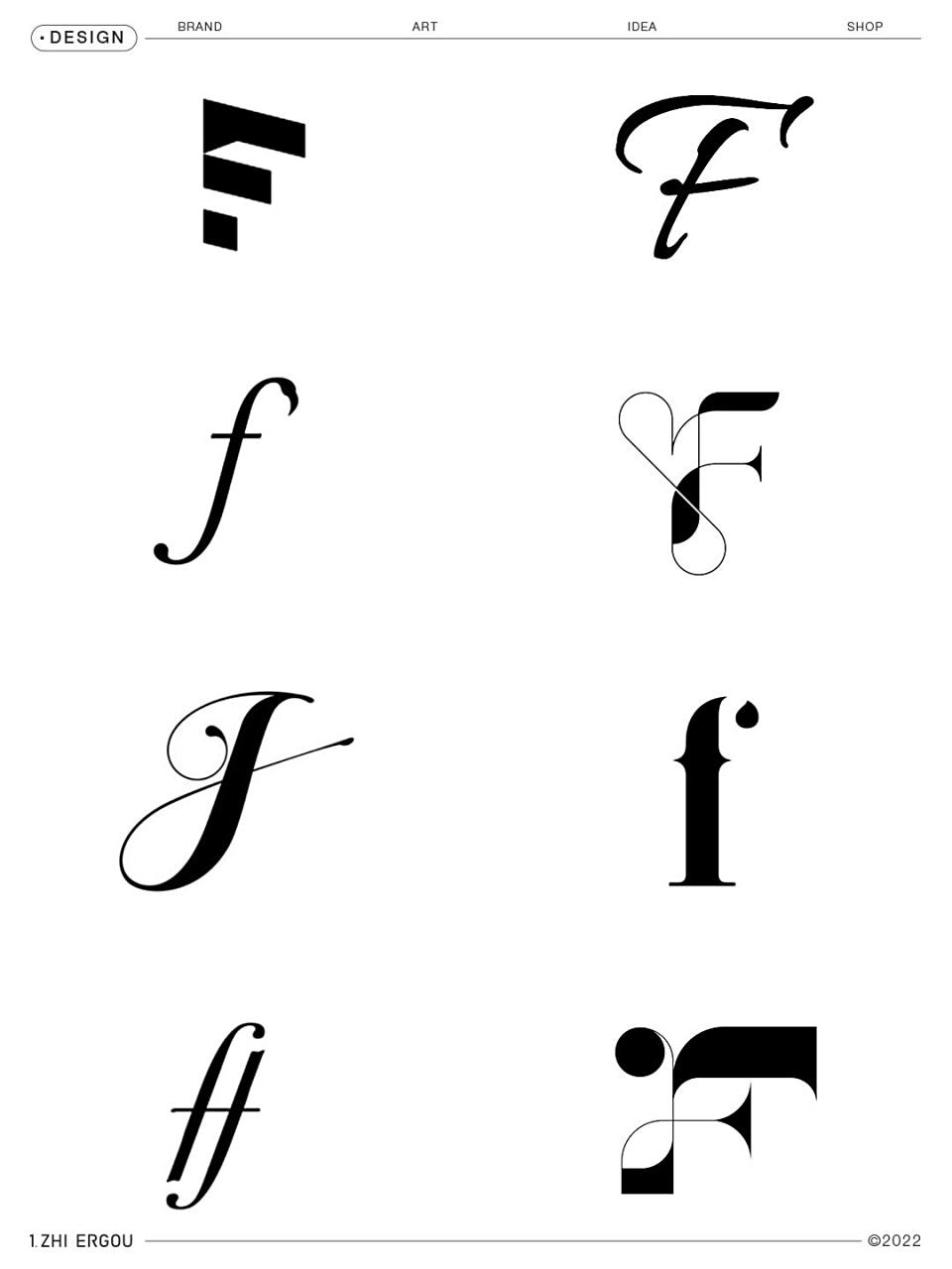 logo设计丨字母f的多样形态 8715 花体,极简,抽象 还包括了正负形