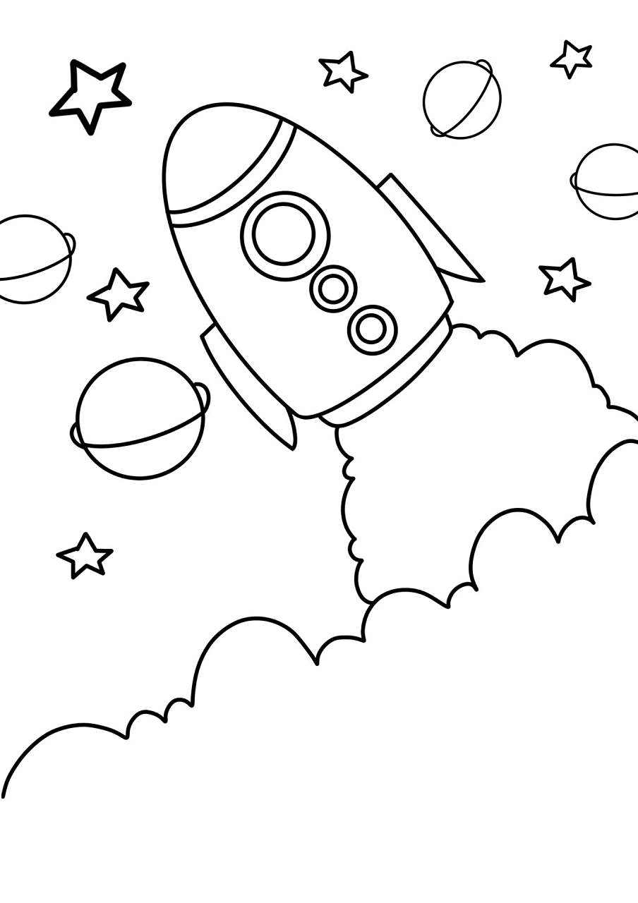 太空火箭04儿童画 创意画 简笔画 带线稿哦
