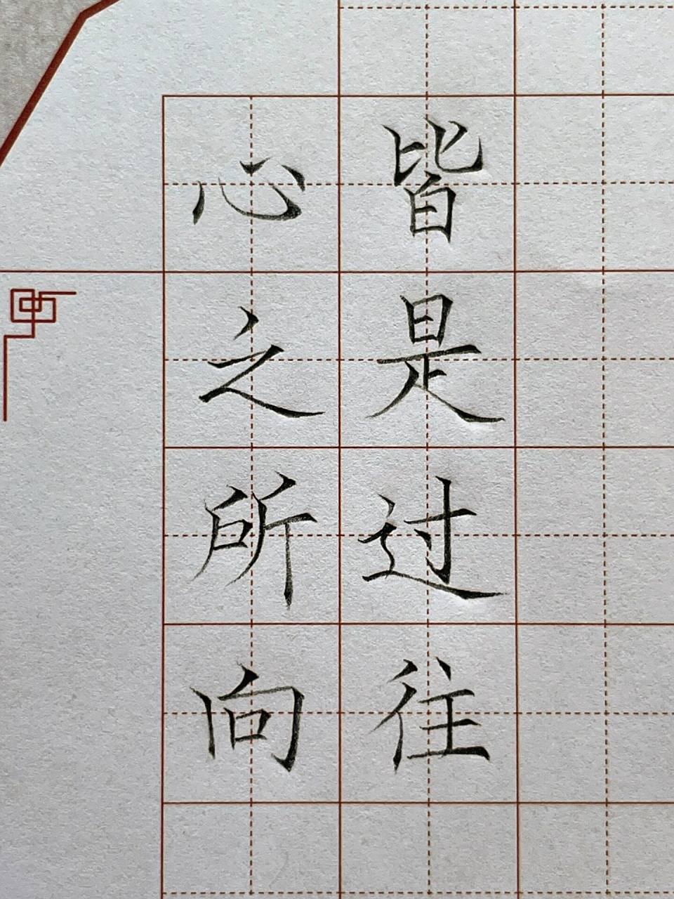 硬笔书法作品 心之所向,皆是过往 铅笔书写