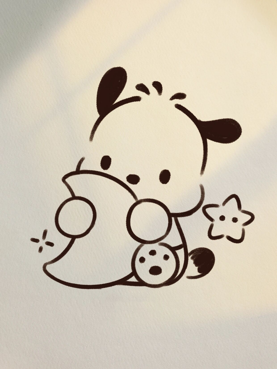 零基础手绘教程|三丽鸥|帕恰狗|绘画|画画 敲可爱小狗狗摘下月亮给你