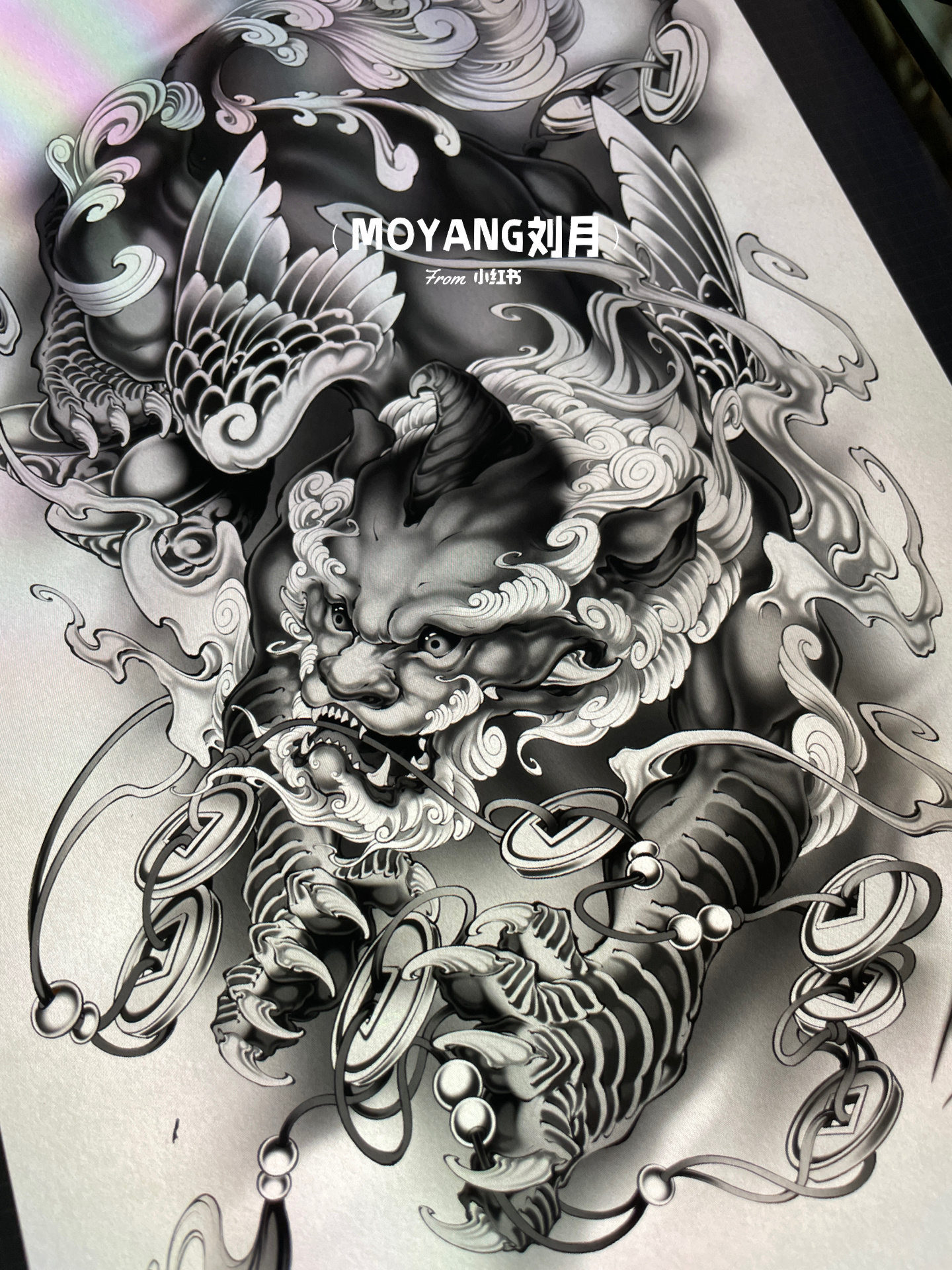 95原创新传统貔貅纹身手稿设计95