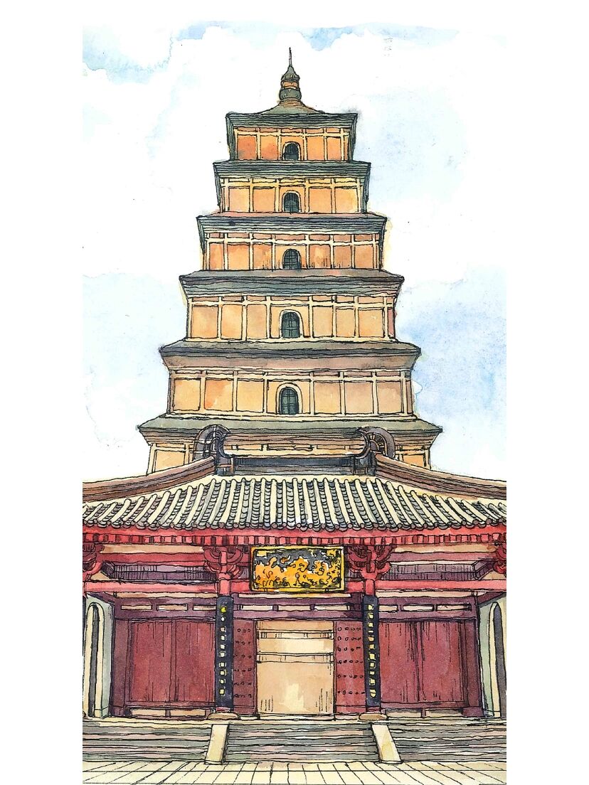 挑战画100个建筑～第22个陕西西安大雁塔