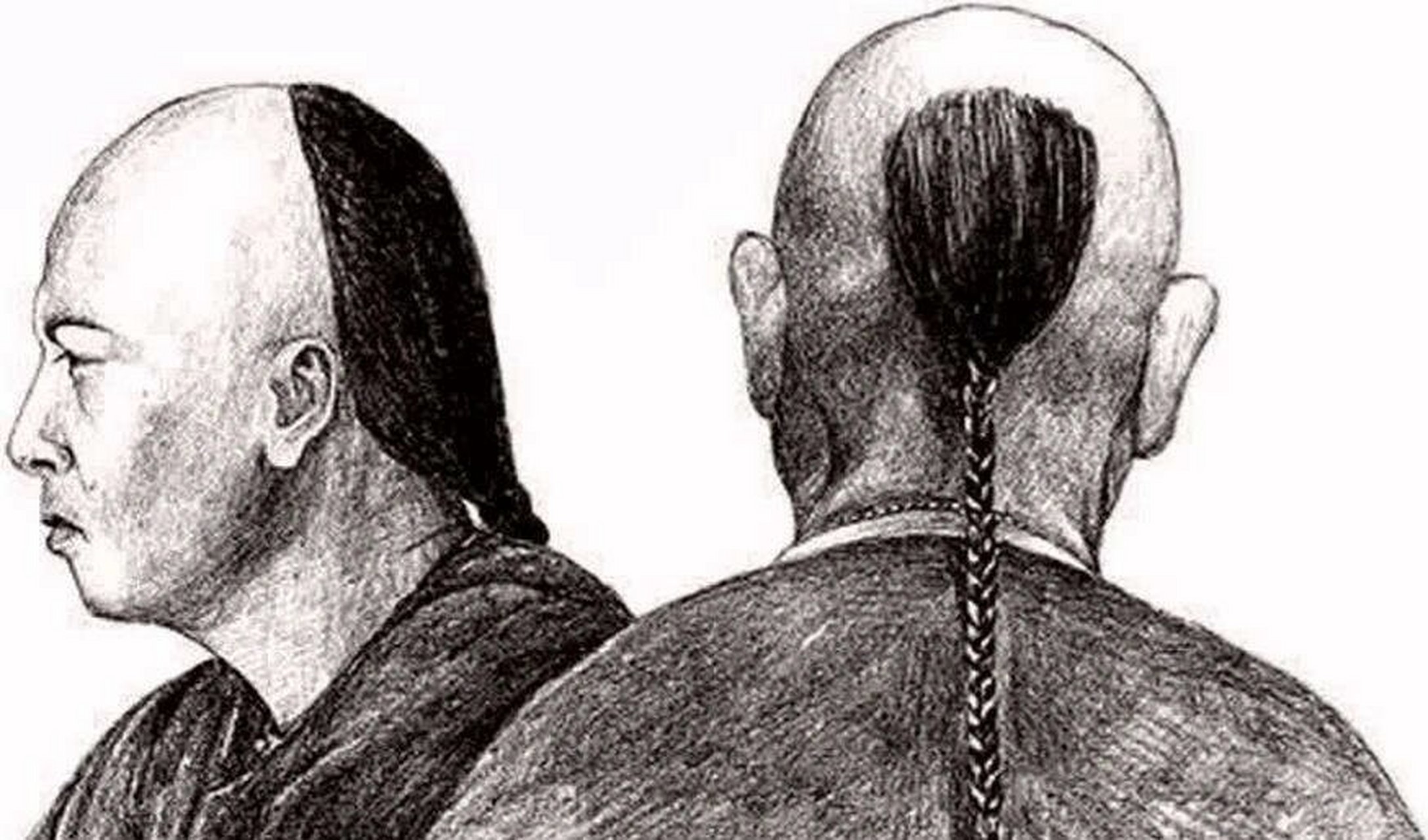 清朝男人真正的发型 满清刚入关时,他们的辫子样式,是将头部四周头发