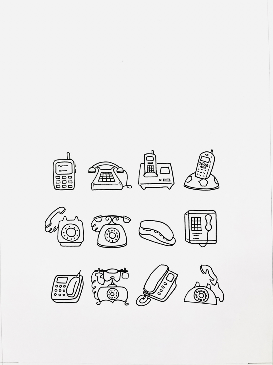 【简笔画】电话7815 分享一组生活用品简笔画—电话 各种形态的