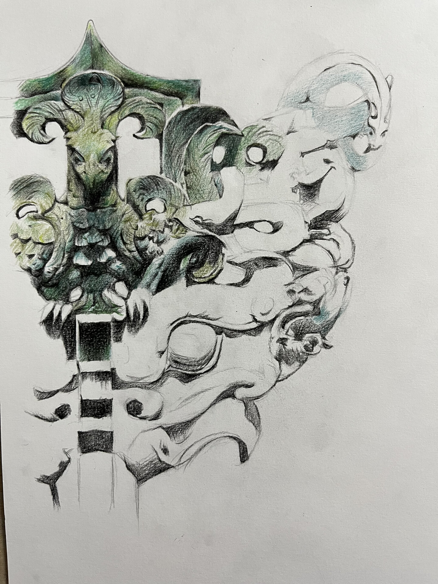 青铜铺首(门环)|精微素描 步骤 这个画起来要瞎眼的