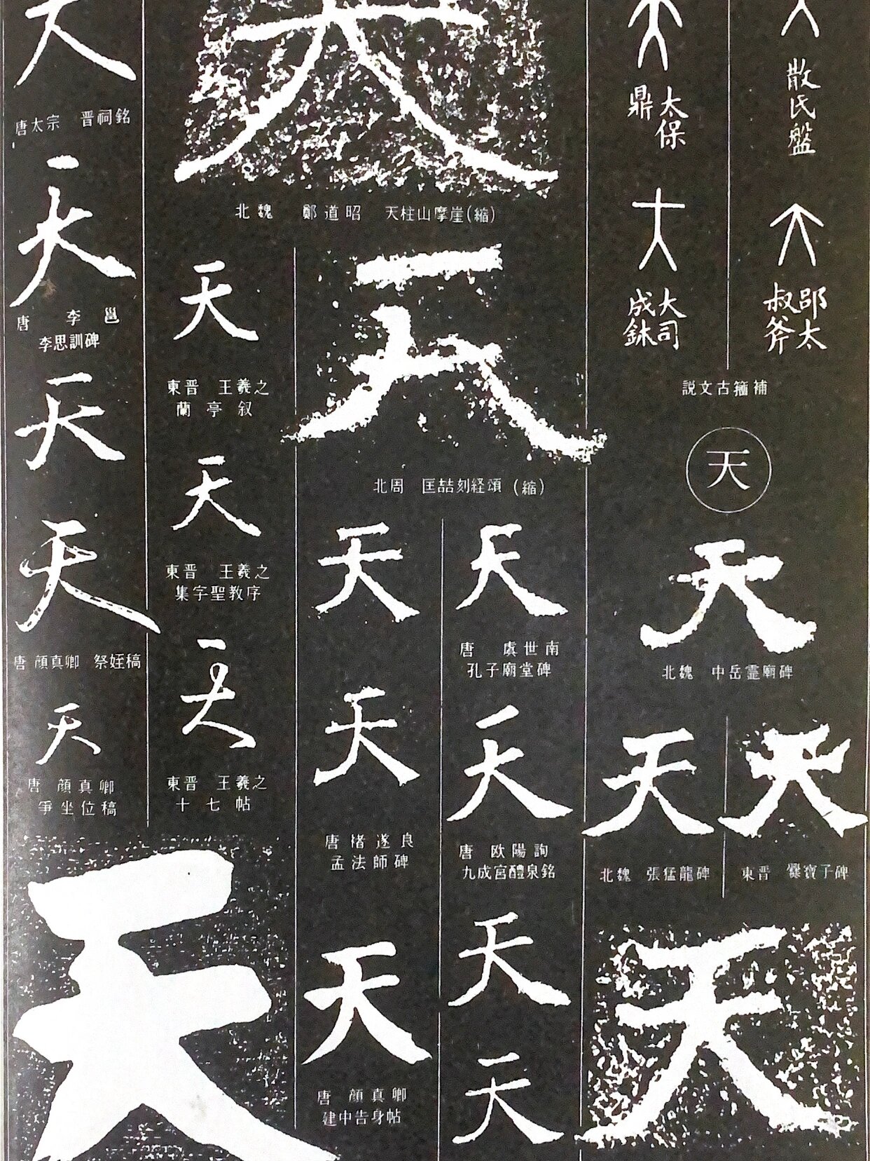 中国书法字典,天字